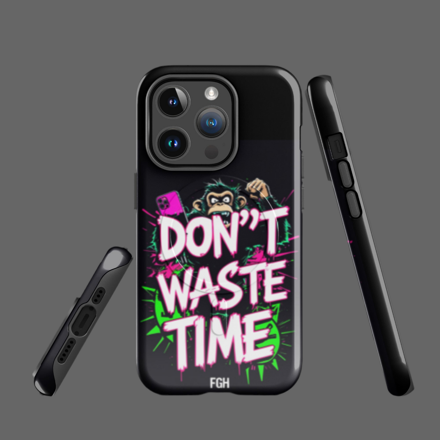 Don’t Waste Time iPhone® MagSafe® Tough Case – Urban Graffiti Monkey Design