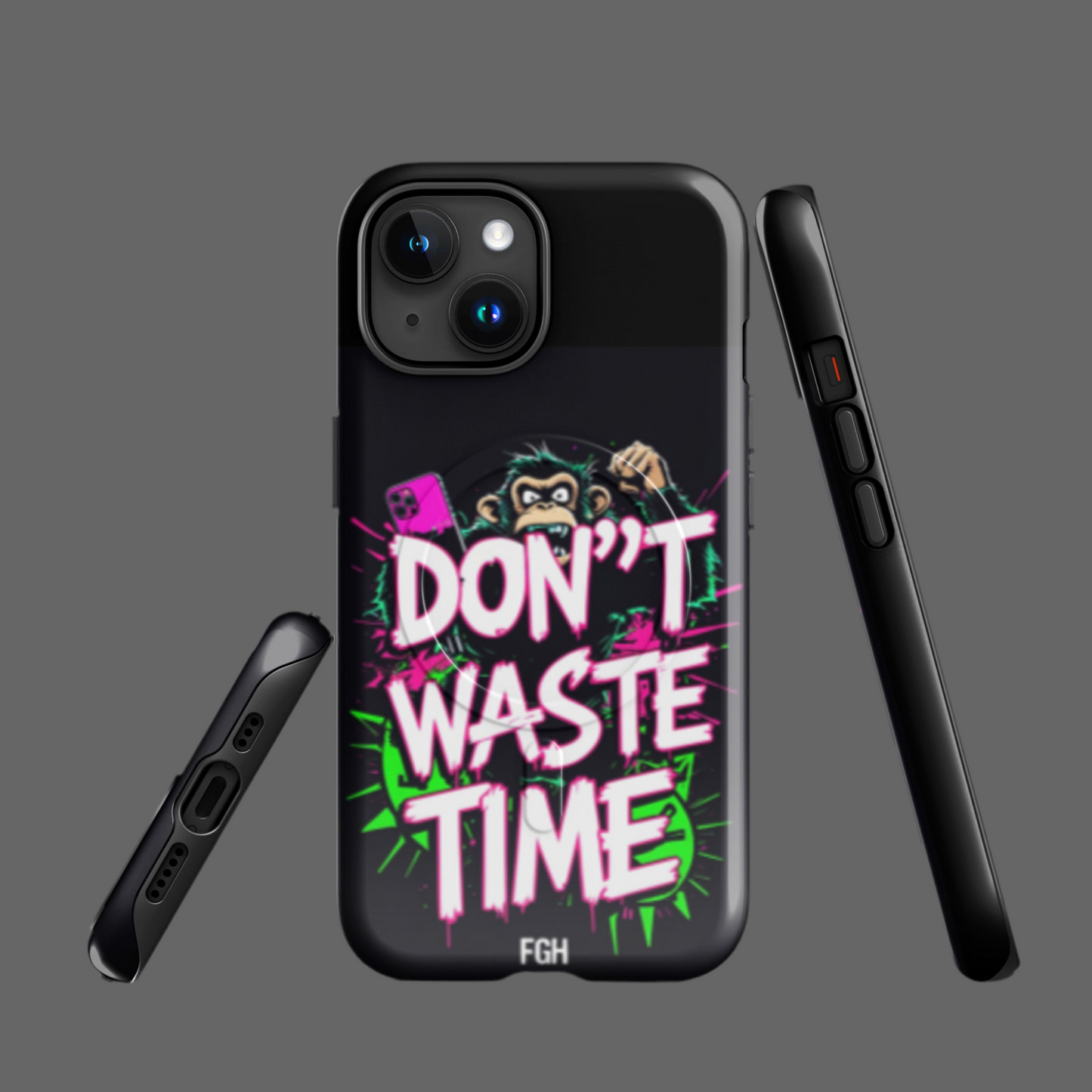 Don’t Waste Time iPhone® MagSafe® Tough Case – Urban Graffiti Monkey Design