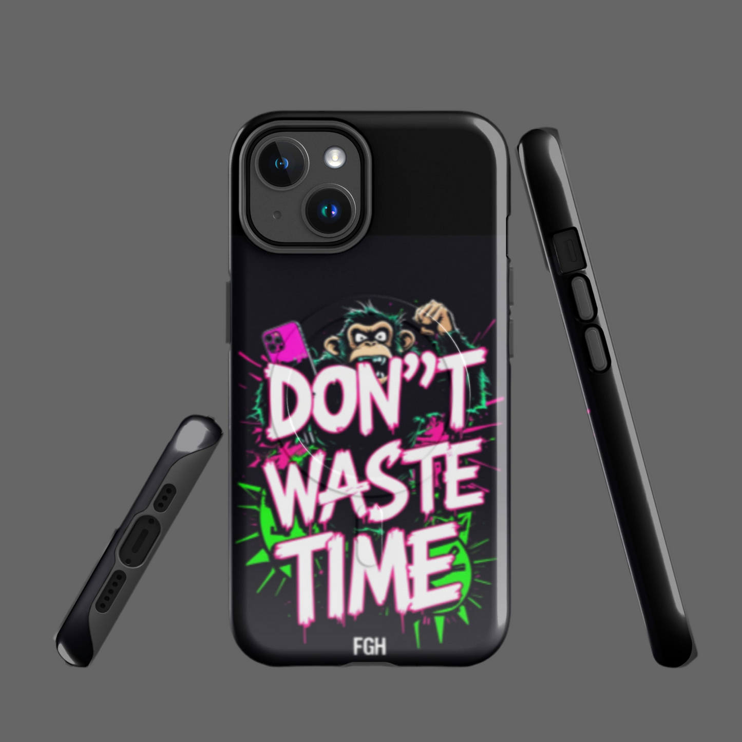 Don’t Waste Time iPhone® MagSafe® Tough Case – Urban Graffiti Monkey Design