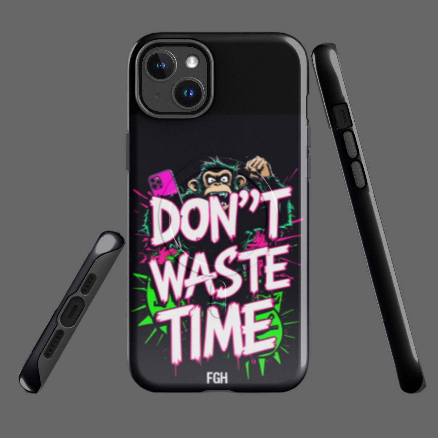Don’t Waste Time iPhone® MagSafe® Tough Case – Urban Graffiti Monkey Design