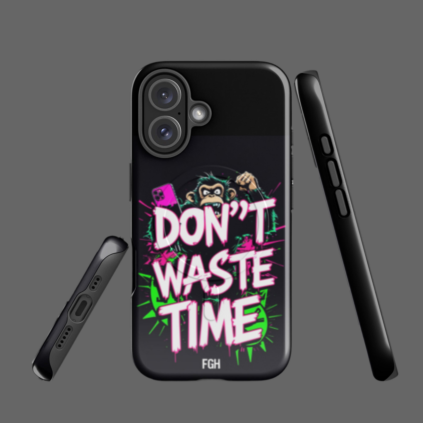 Don’t Waste Time iPhone® MagSafe® Tough Case – Urban Graffiti Monkey Design
