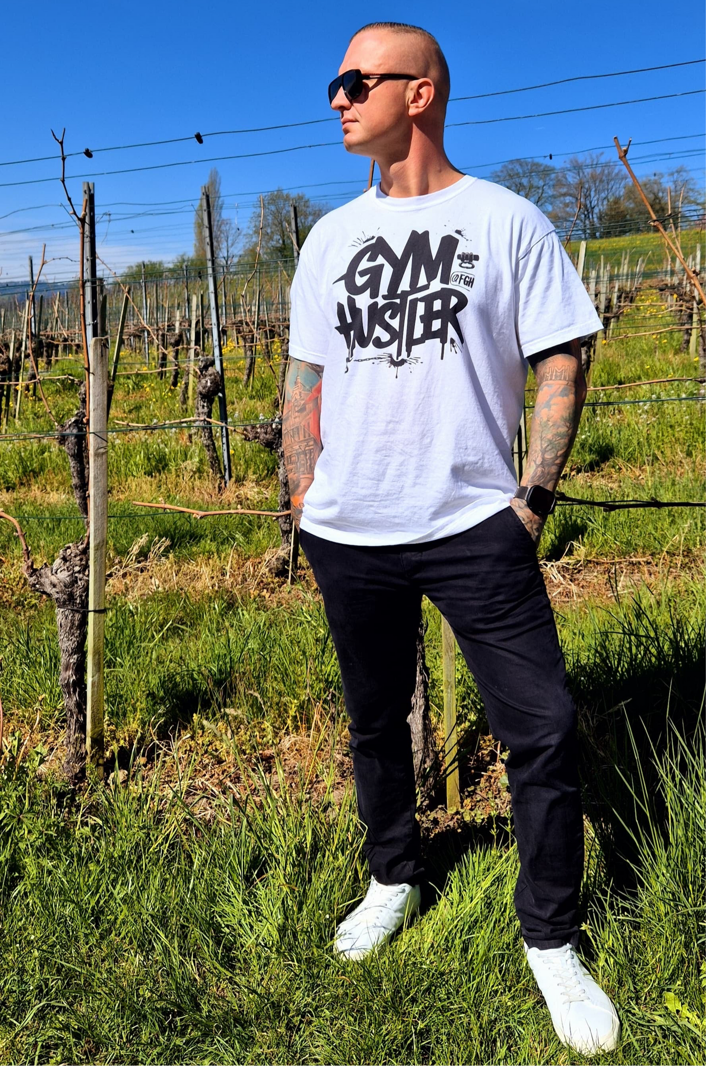 Weißes Beastmode Gym Hustler T-Shirt – Hochwertiges Streetwear-T-Shirt aus schwerer Baumwolle