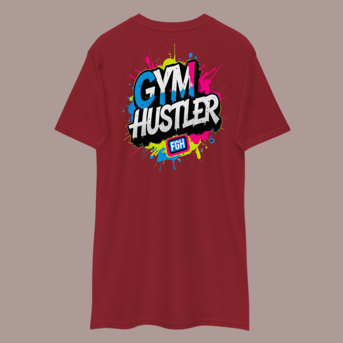 Rotes FGH Gym Hustler Baumwollshirt – Premium Streetwear für echte Hustler – Urban Graffiti Gym Shirt