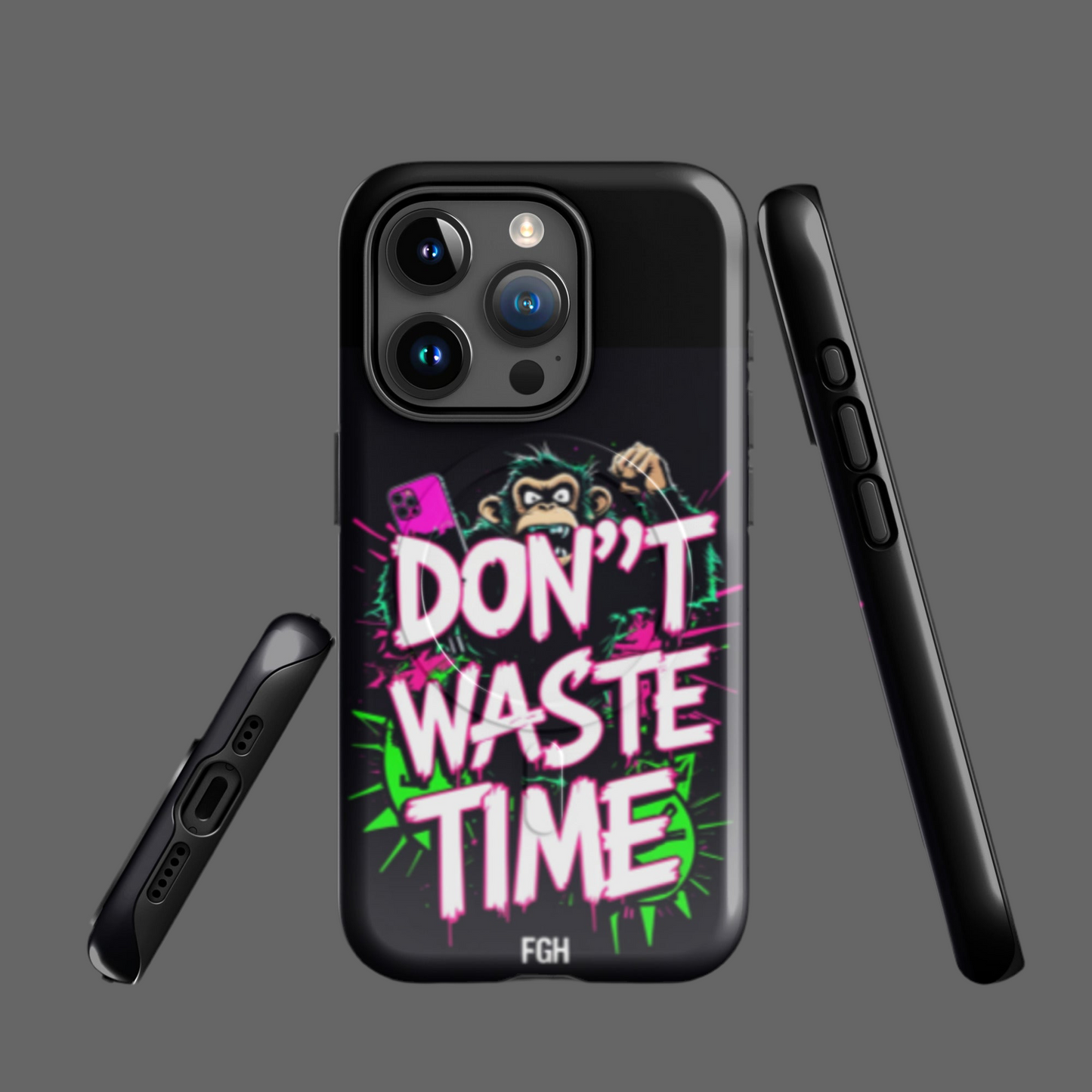 Don’t Waste Time iPhone® MagSafe® Tough Case – Urban Graffiti Monkey Design