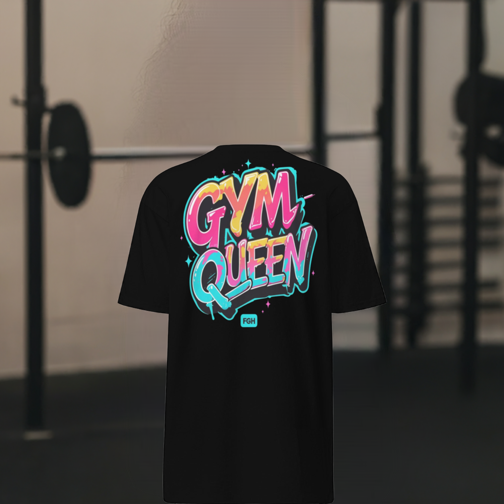 FGH Damen Gymqueen Shirt – Schwarzes Premium-Baumwoll-T-Shirt