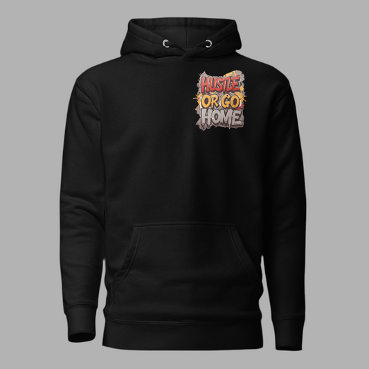 Hustle Or Go Home hoodie in premium heavy fabric, unisex gym wear by FGH Collective.