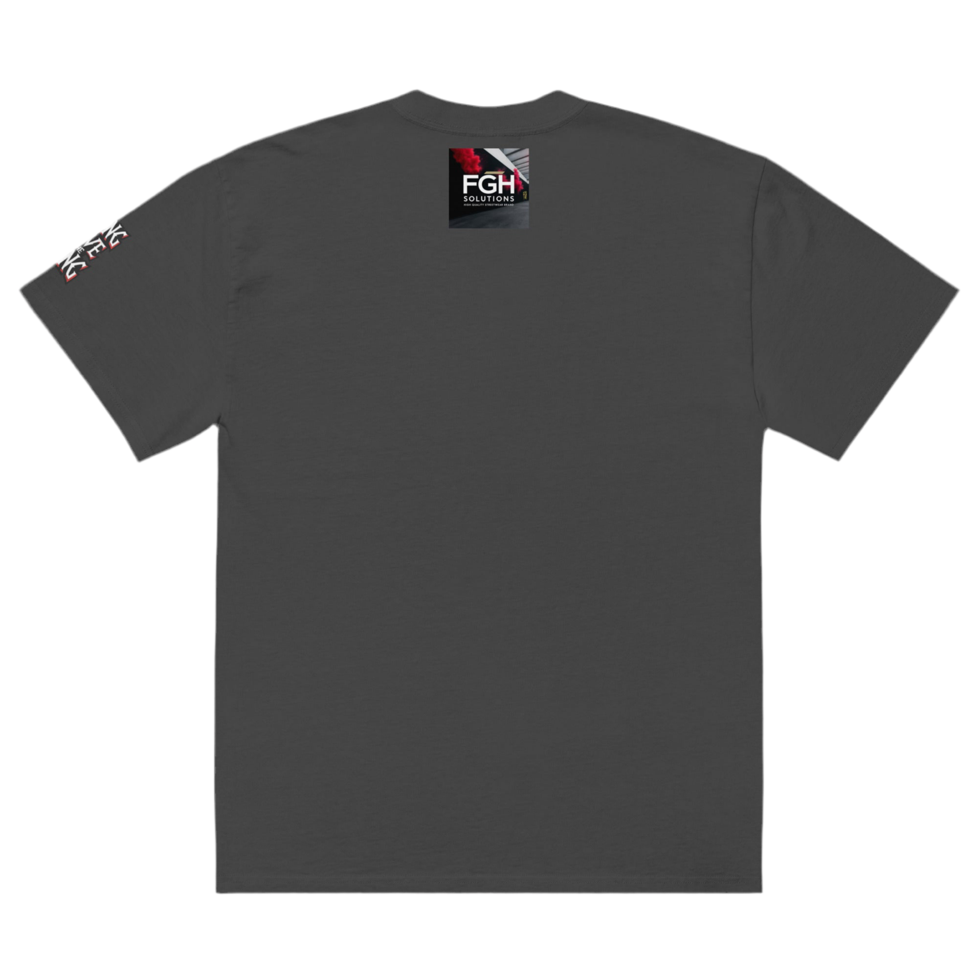 oversized gothic-style t-shirt featuring a crowned skeleton king on a throne with the graffiti text “Long Live The King” in red, white, and black