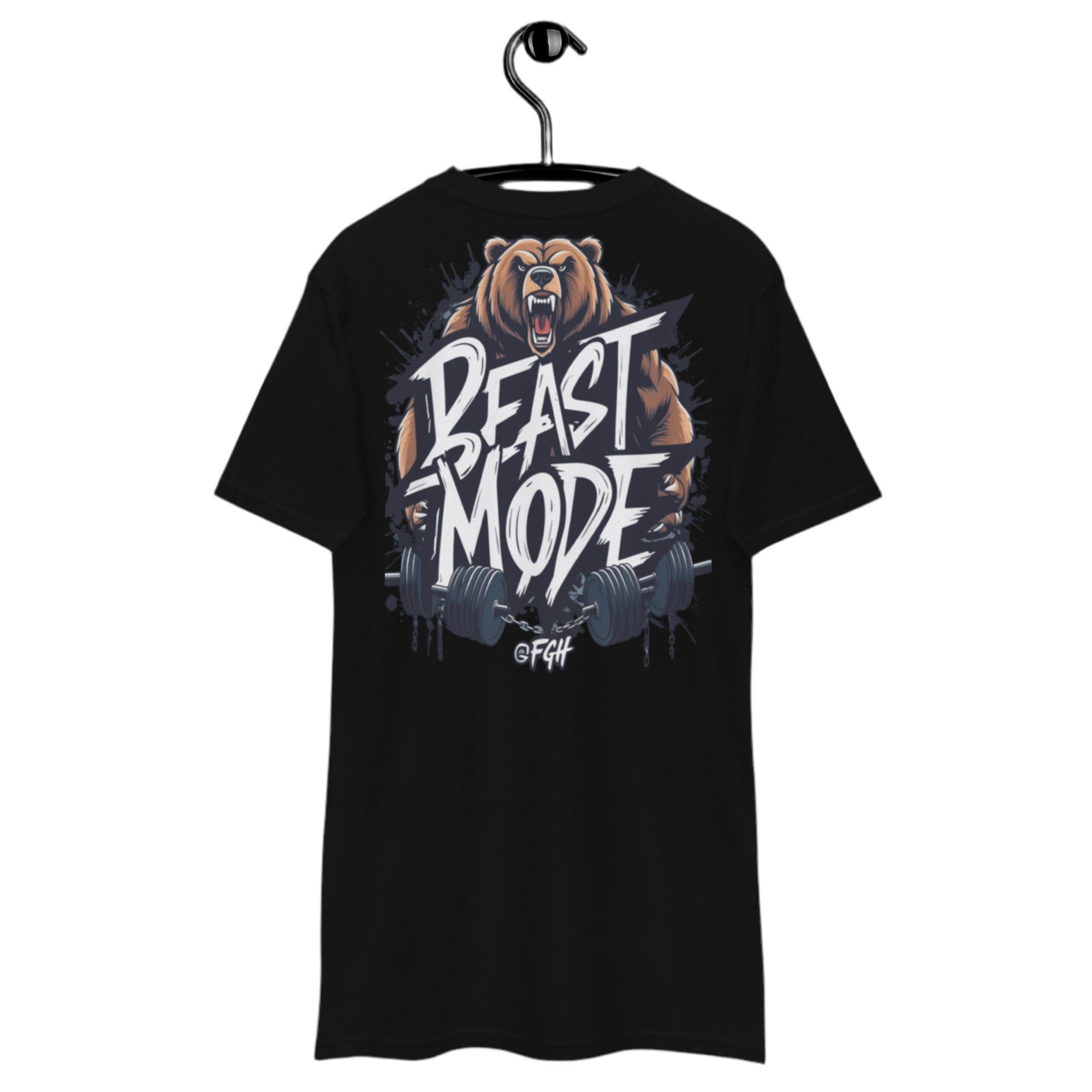 Black Beastmode Gym Hustler cotton shirt with urban graffiti design, premium streetwear for dedicated athletes.