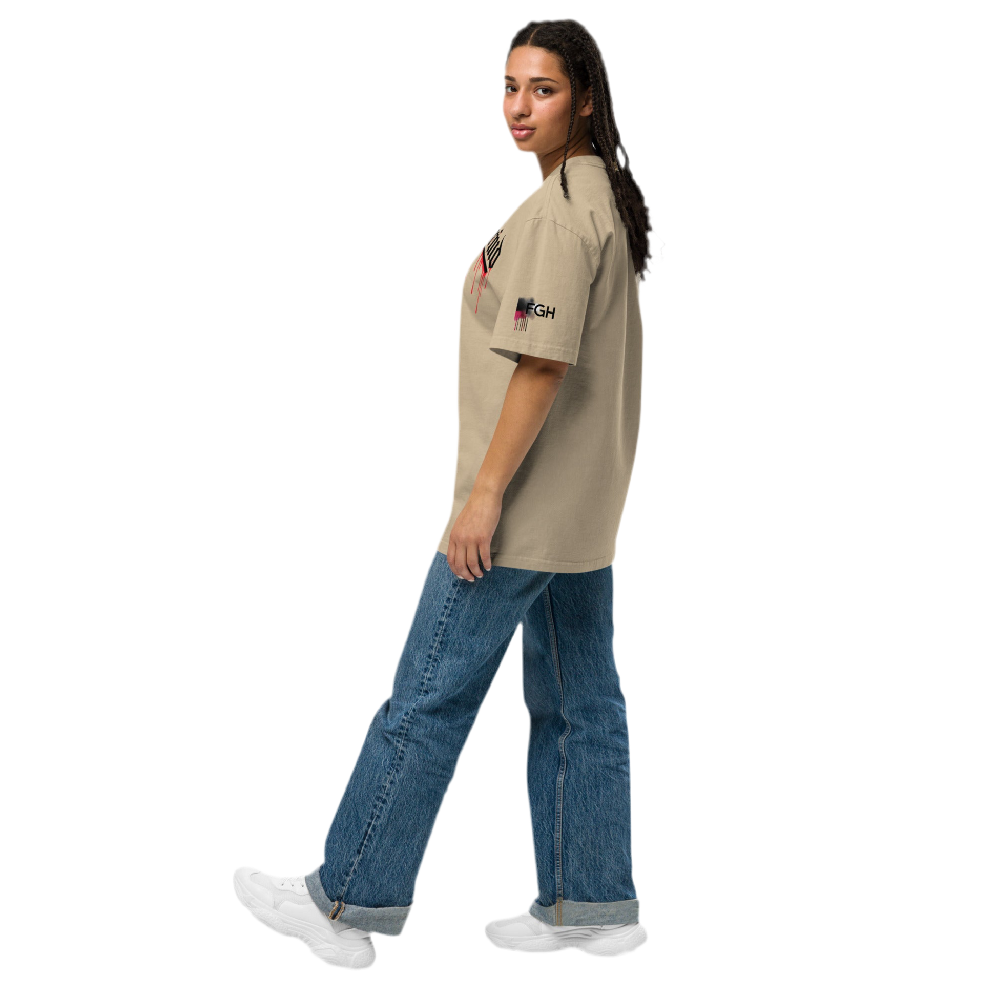 Oversized Faded Bone Streetwear T-Shirt – Hustle to the Grind Design-Unisex Tee