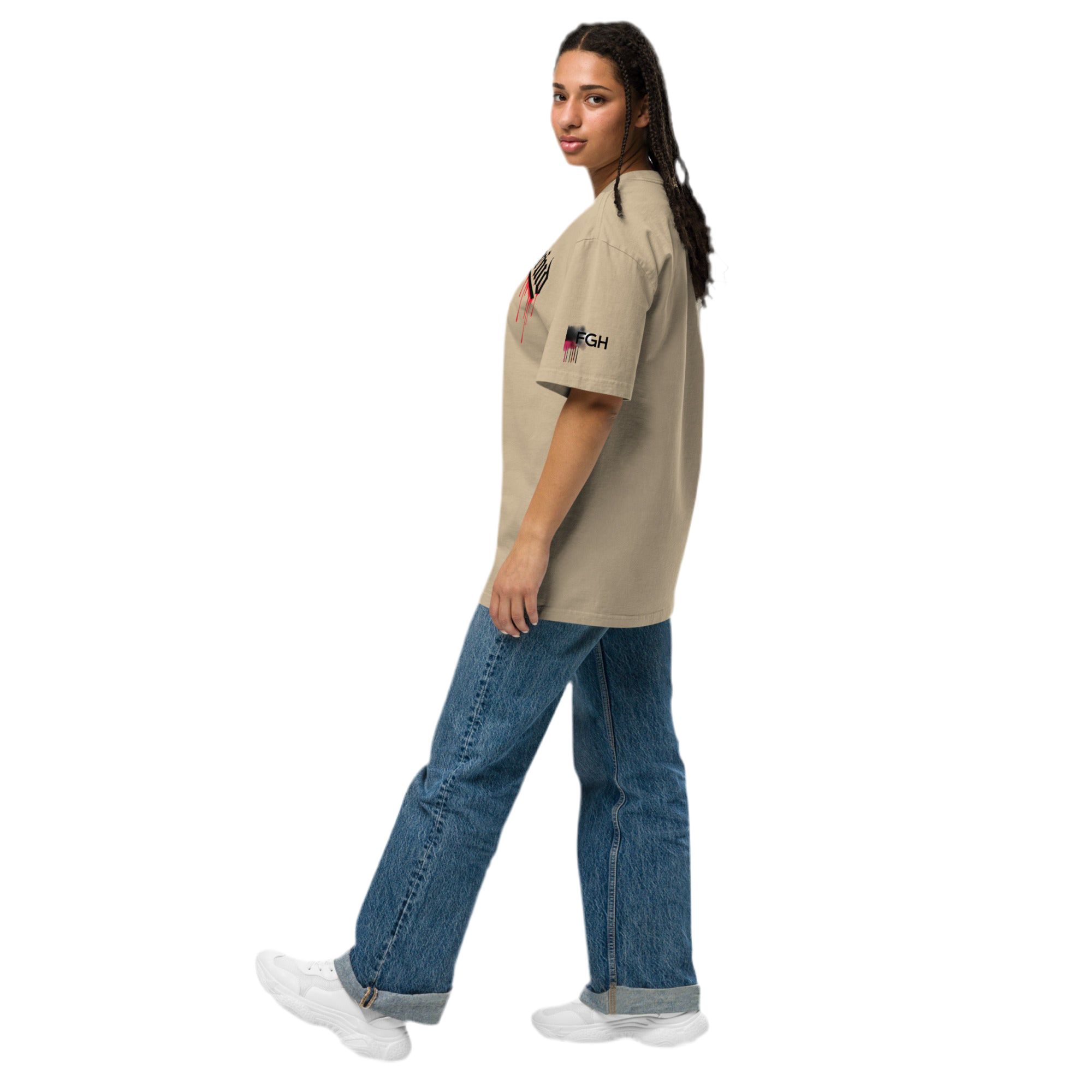 Oversized Faded Bone Streetwear T-Shirt – Hustle to the Grind Design-Unisex Tee