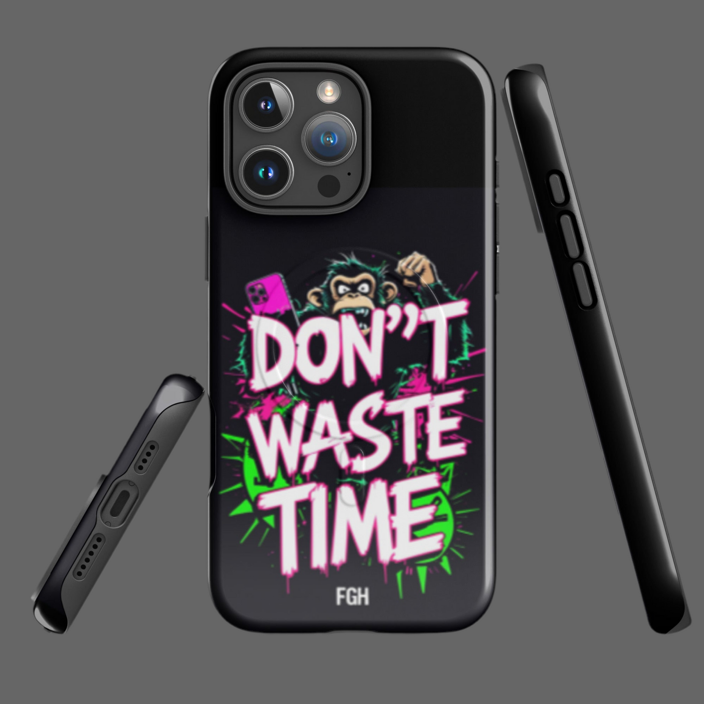 Don’t Waste Time iPhone® MagSafe® Tough Case – Urban Graffiti Monkey Design