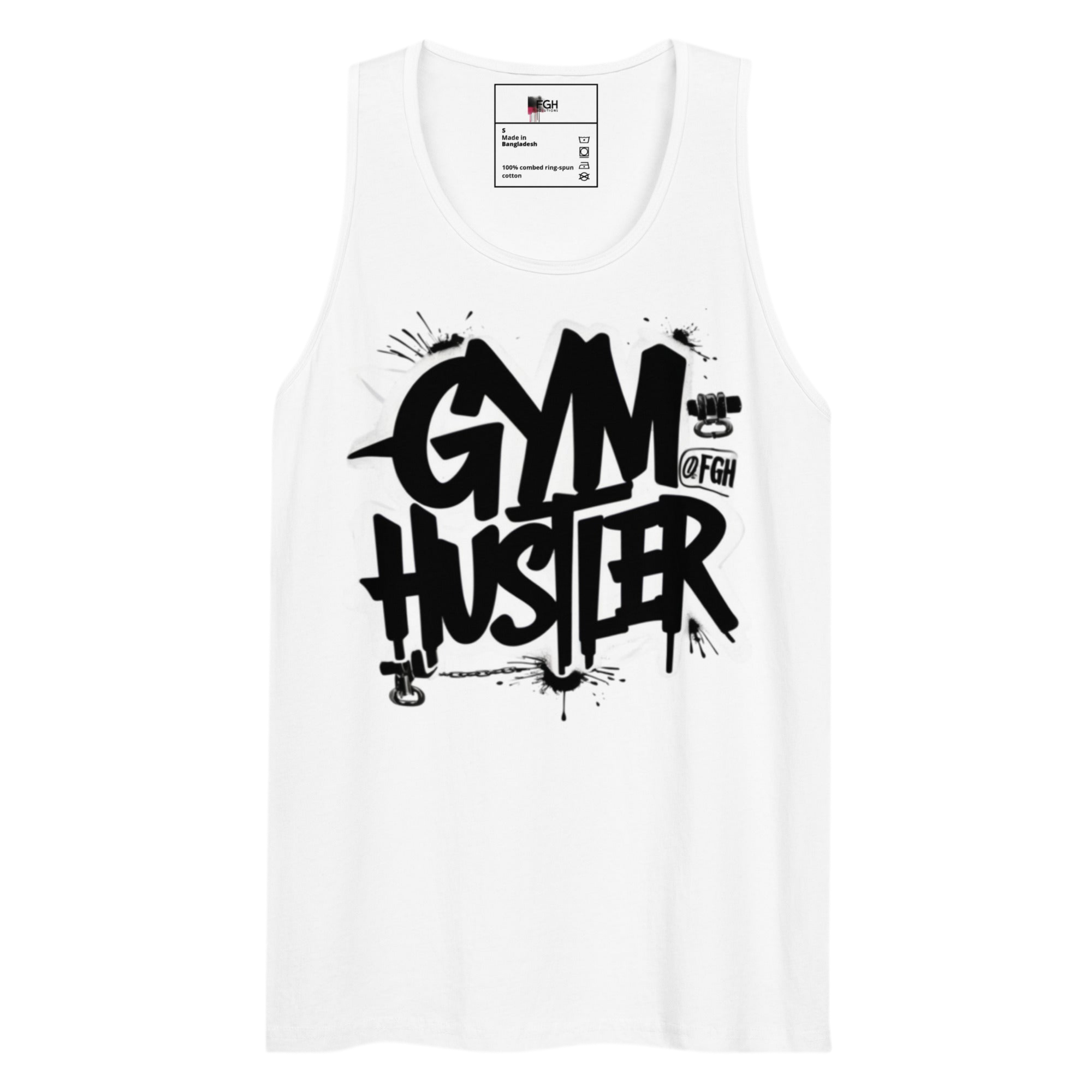 Beastmode Gym Hustler tank top featuring urban graffiti design, premium streetwear for serious athletes.