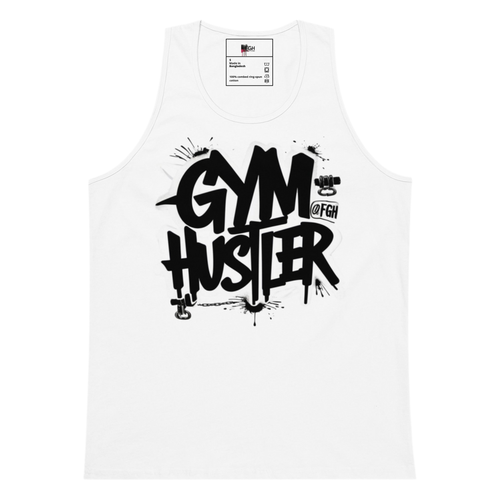 Beastmode Gym Hustler tank top featuring urban graffiti design, premium streetwear for serious athletes.