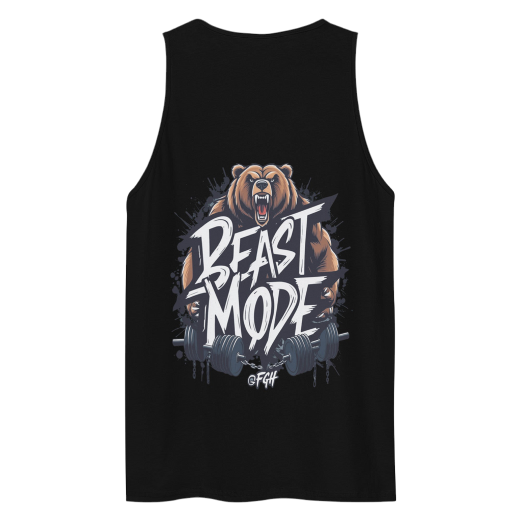 Beastmode Gym Hustler tank top featuring urban graffiti design, premium streetwear for serious athletes.