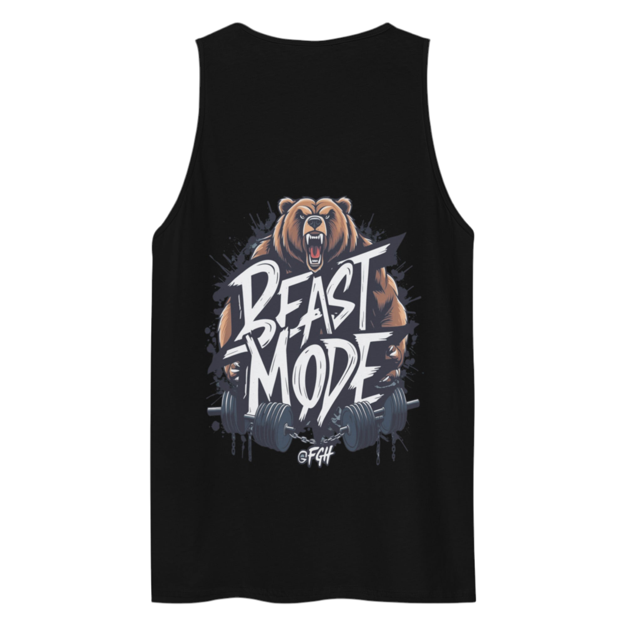 Beastmode Gym Hustler tank top featuring urban graffiti design, premium streetwear for serious athletes.
