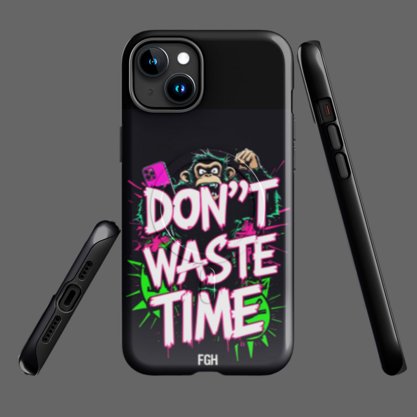 Don’t Waste Time iPhone® MagSafe® Tough Case – Urban Graffiti Monkey Design