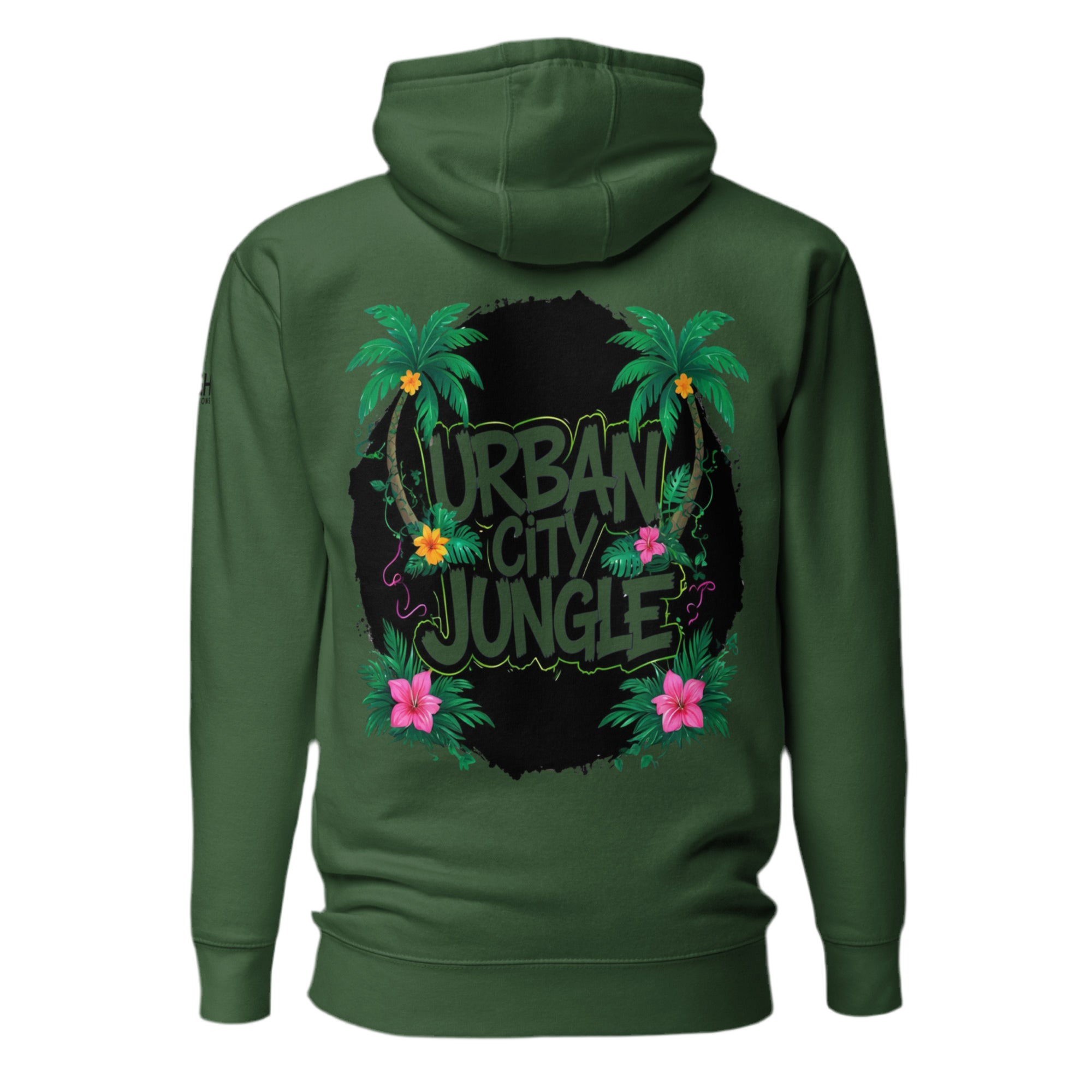 Urban Jungle Graffiti Hoodie featuring bold graffiti design, premium streetwear for bold hustlers.