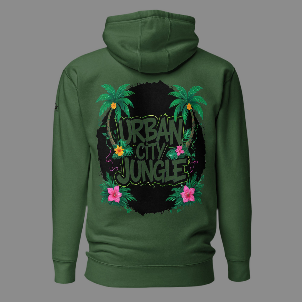 Urban Jungle Graffiti Hoodie featuring bold graffiti design, premium streetwear for bold hustlers.