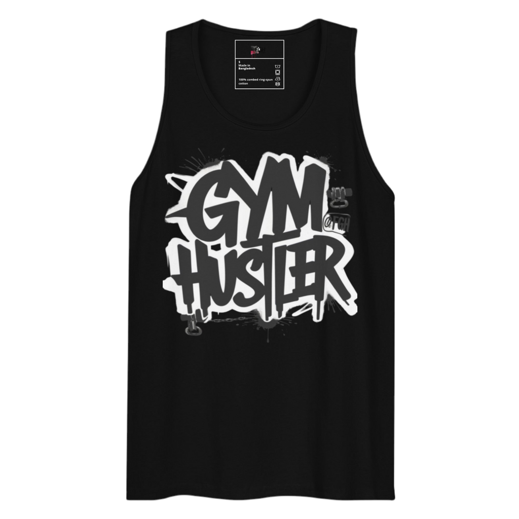 Beastmode Gym Hustler tank top featuring urban graffiti design, premium streetwear for serious athletes.