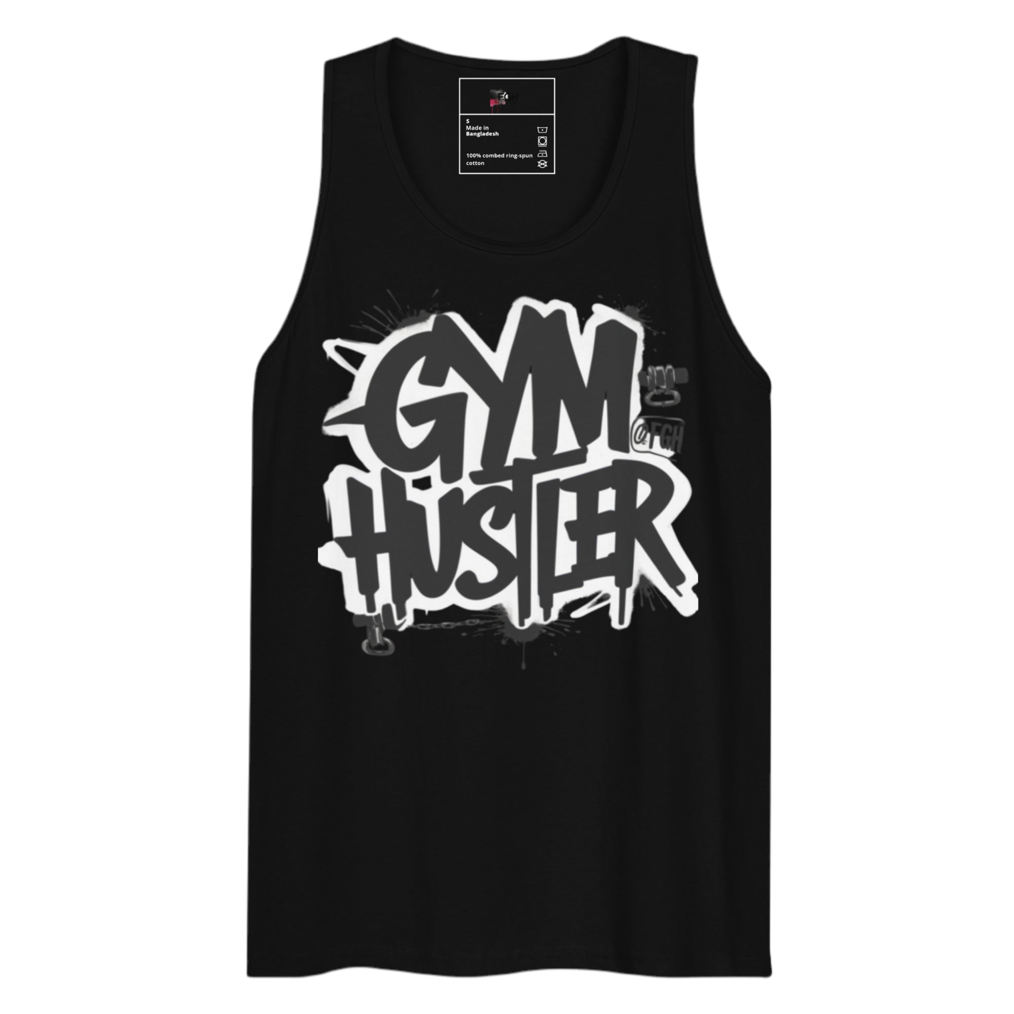 Beastmode Gym Hustler tank top featuring urban graffiti design, premium streetwear for serious athletes.