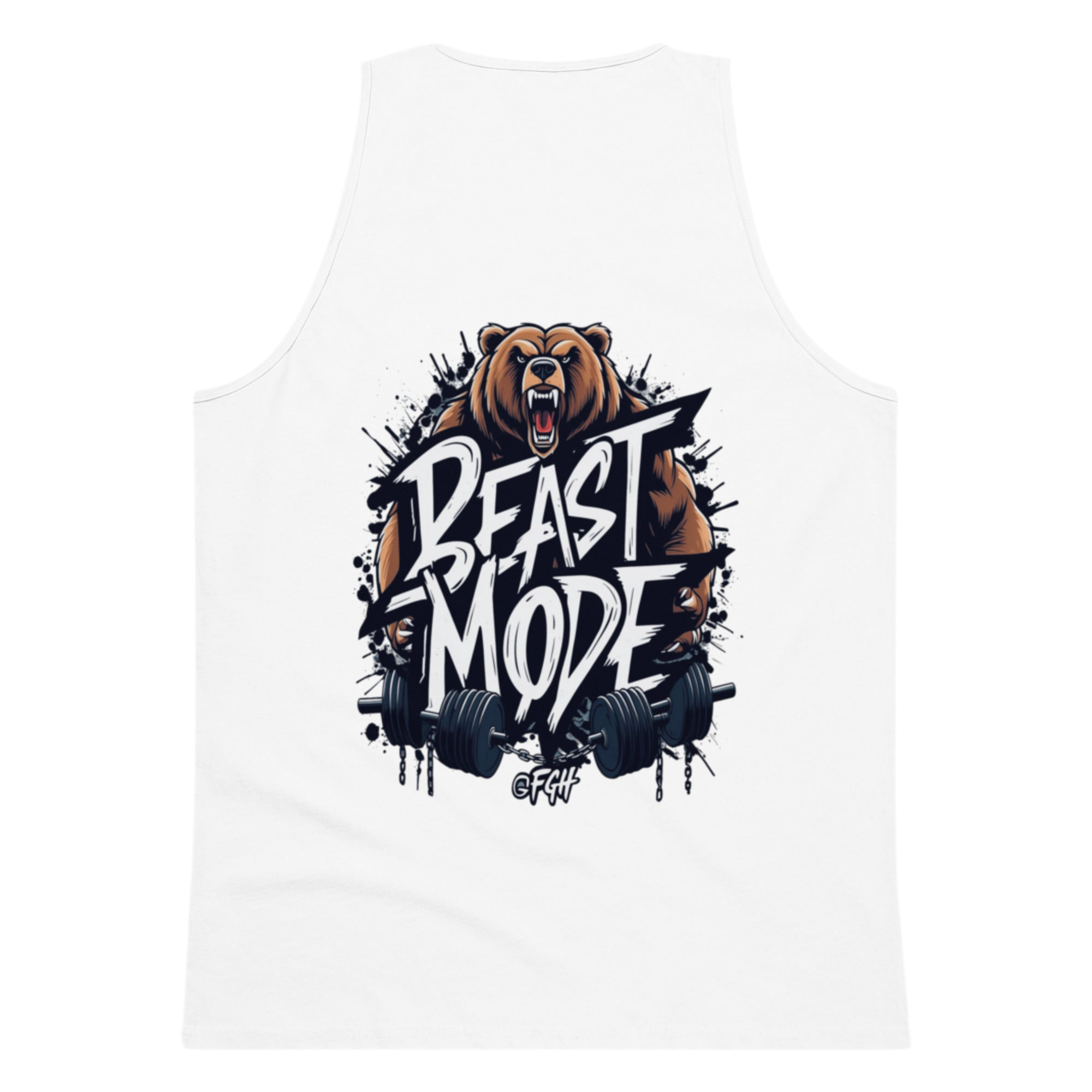 Beastmode Gym Hustler tank top featuring urban graffiti design, premium streetwear for serious athletes.