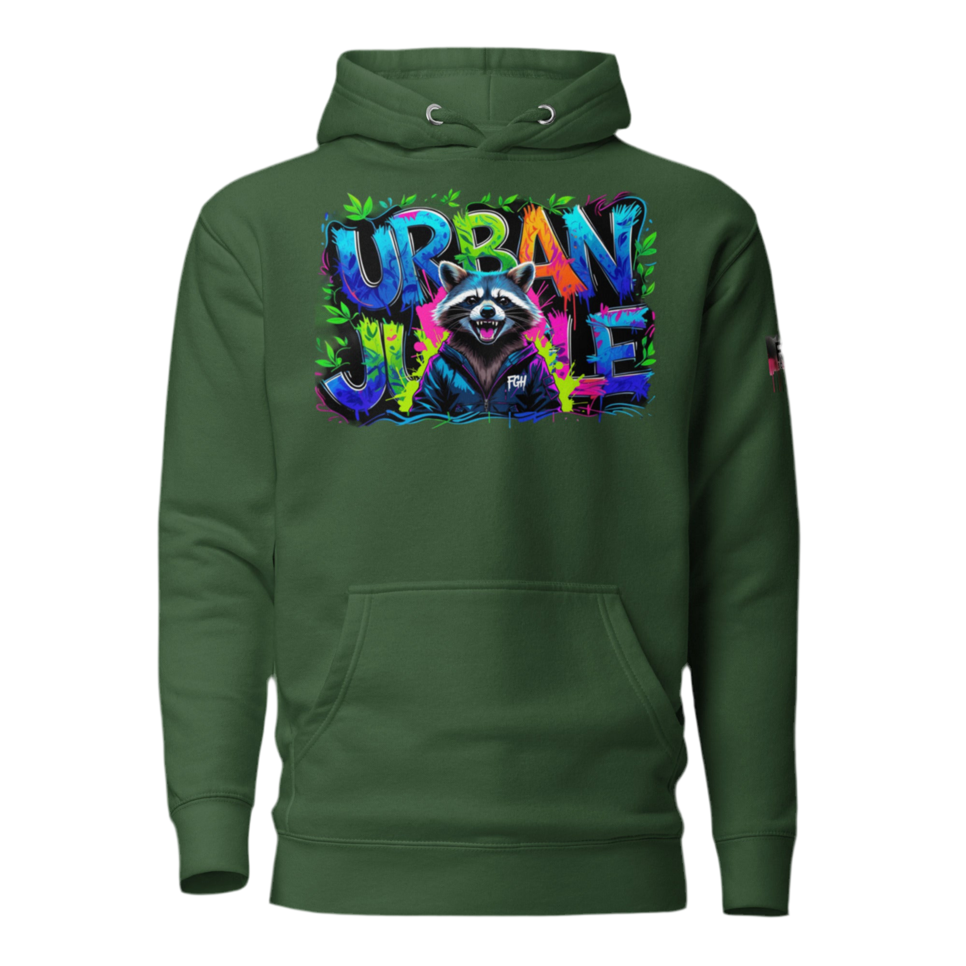 Urban Jungle Graffiti Hoodie featuring bold graffiti design, premium streetwear for bold hustlers.