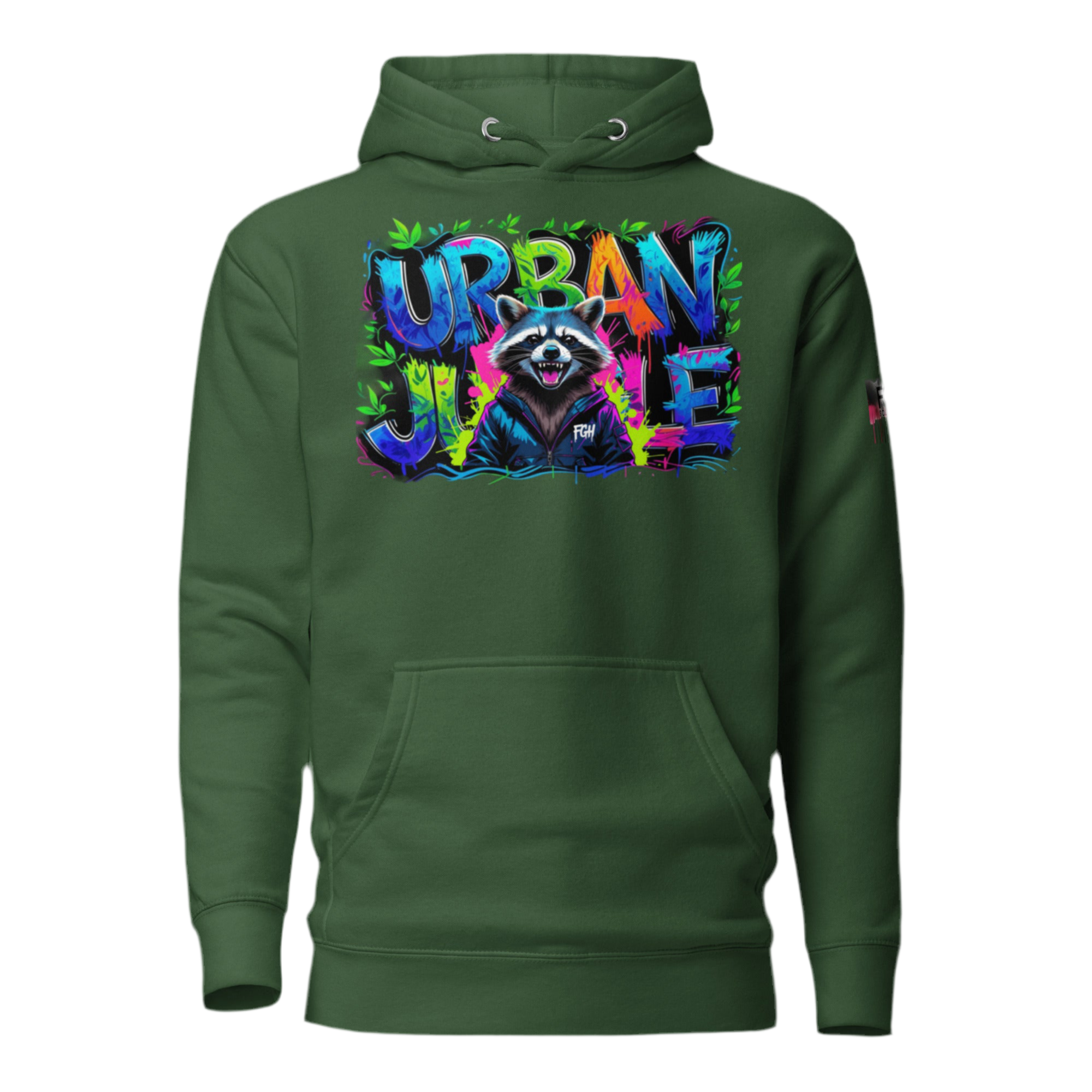 Urban Jungle Graffiti Hoodie featuring bold graffiti design, premium streetwear for bold hustlers.