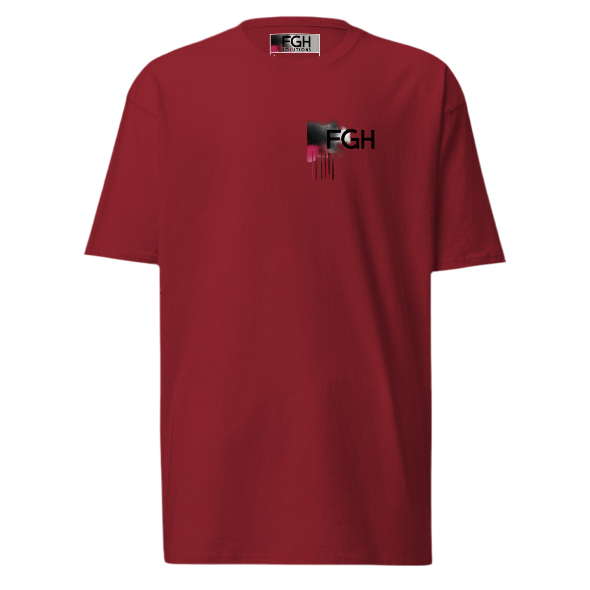 Red FGH Gym Hustler cotton shirt featuring urban graffiti design, premium streetwear for dedicated athletes.
