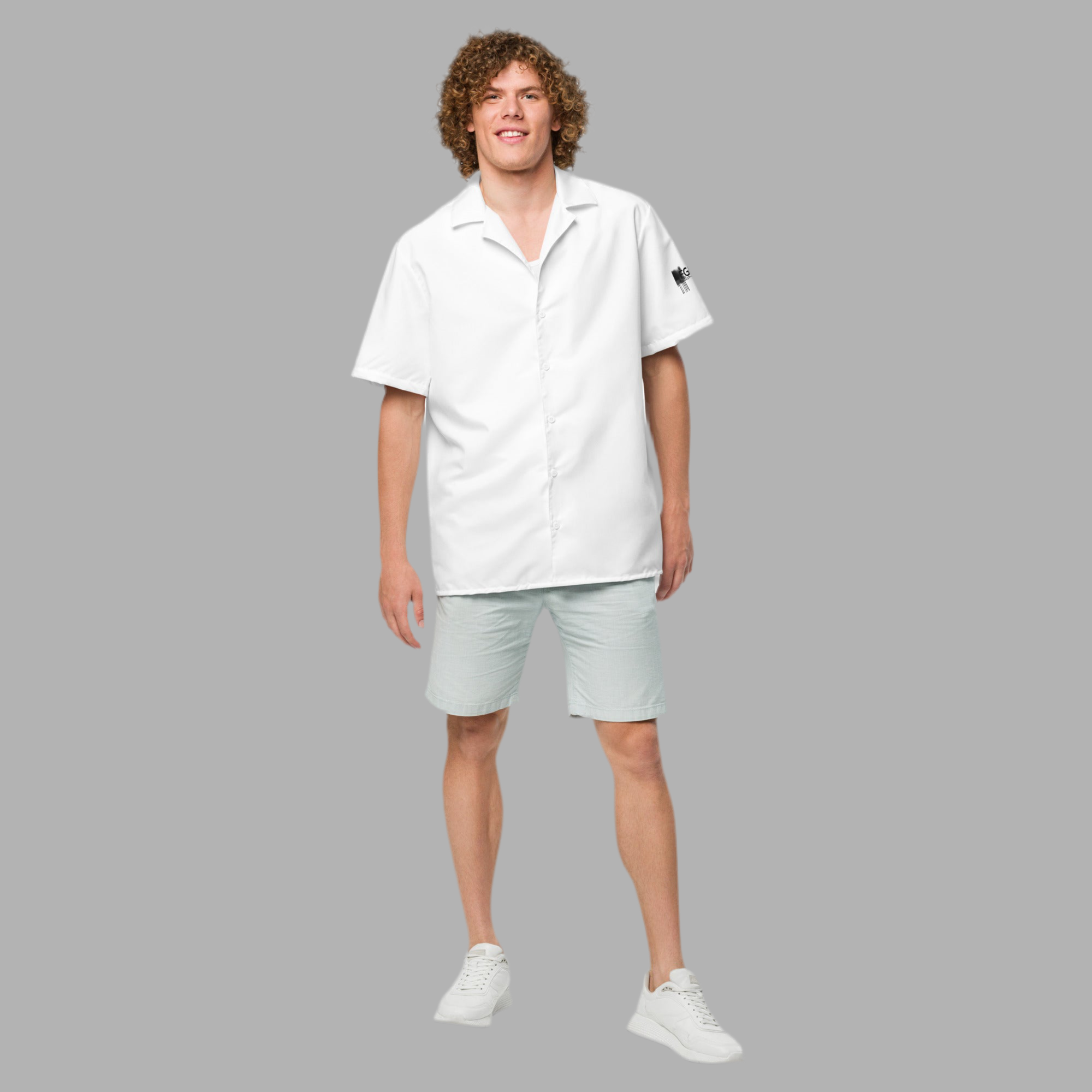 Limited edition Urban Raccoon Jungle Hustle button-up shirt, summer beach tee with graffiti design.