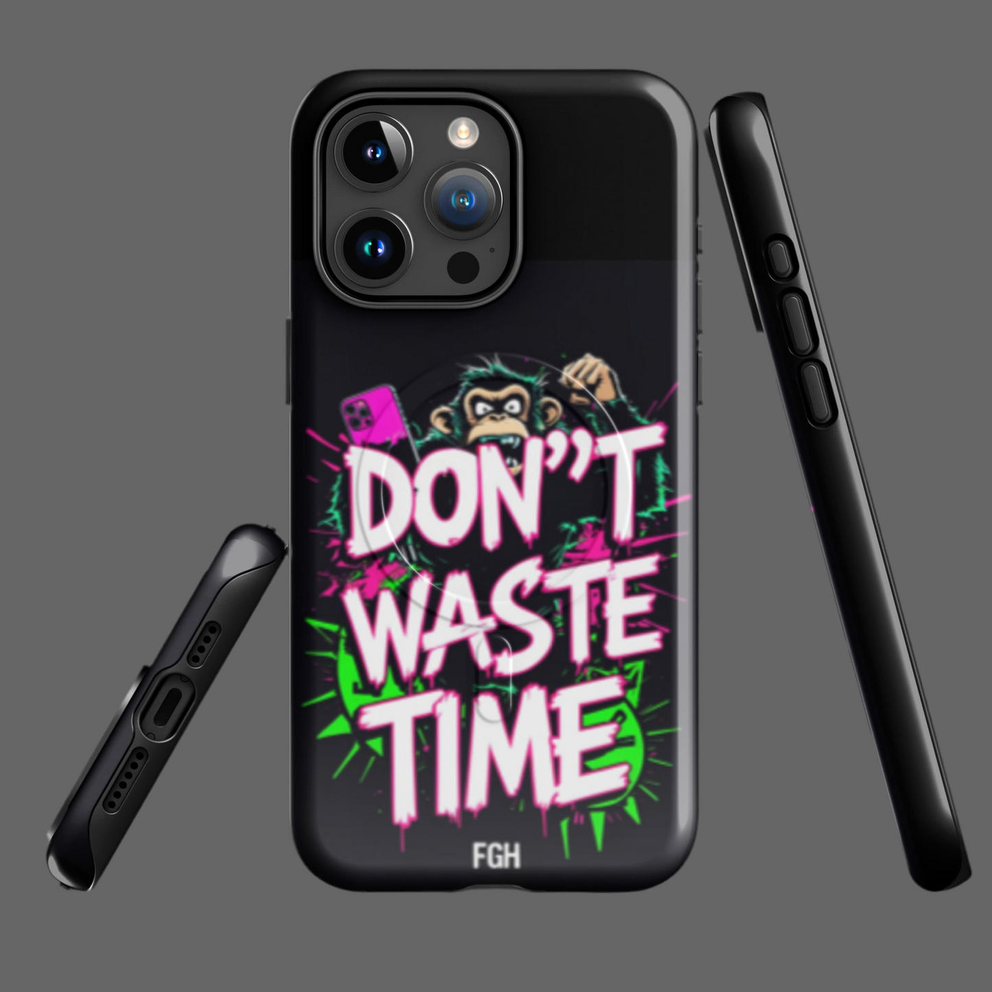Don’t Waste Time iPhone® MagSafe® Tough Case – Urban Graffiti Monkey Design