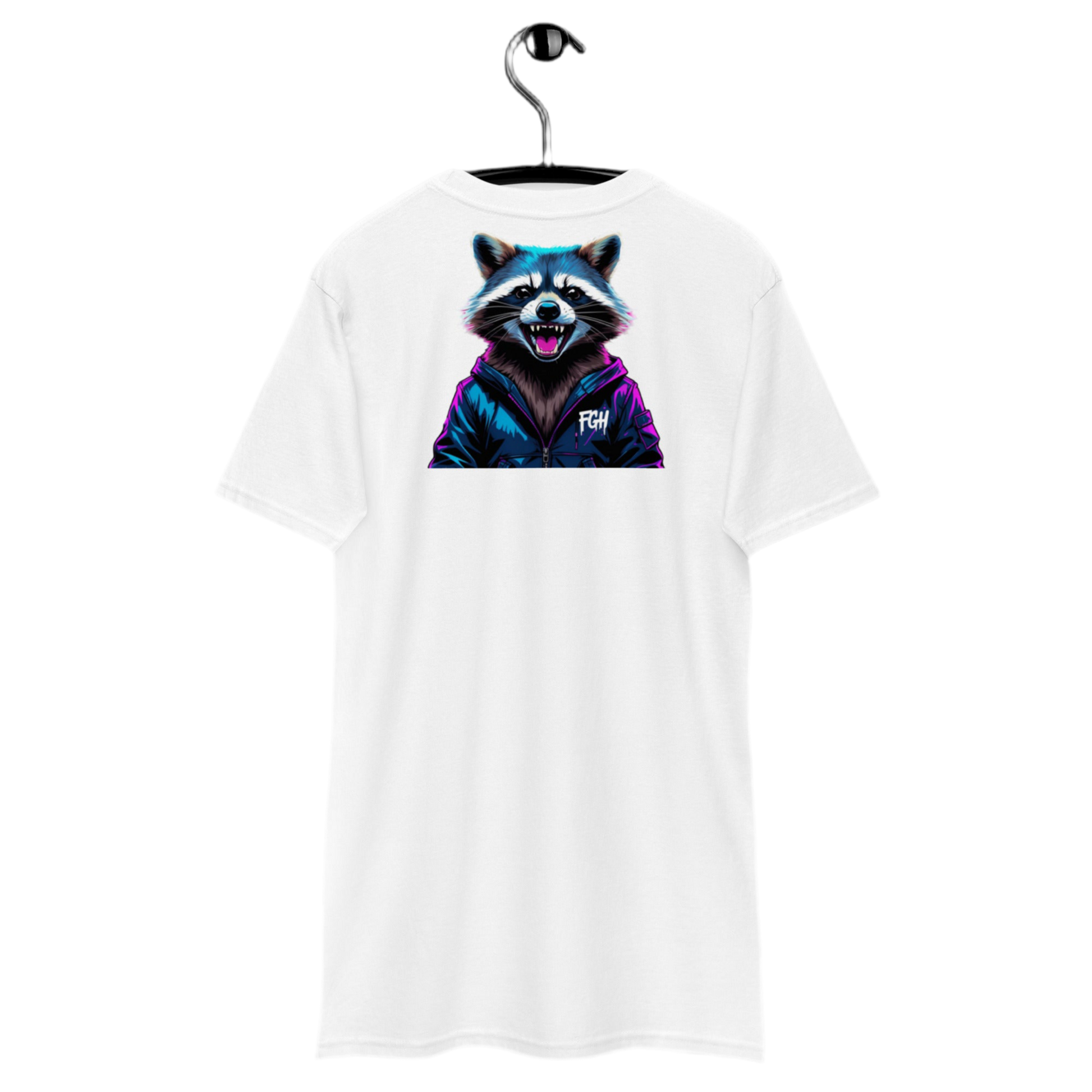 Urban Jungle Raccoon tee with premium graffiti design, limited edition for streetwear enthusiasts.