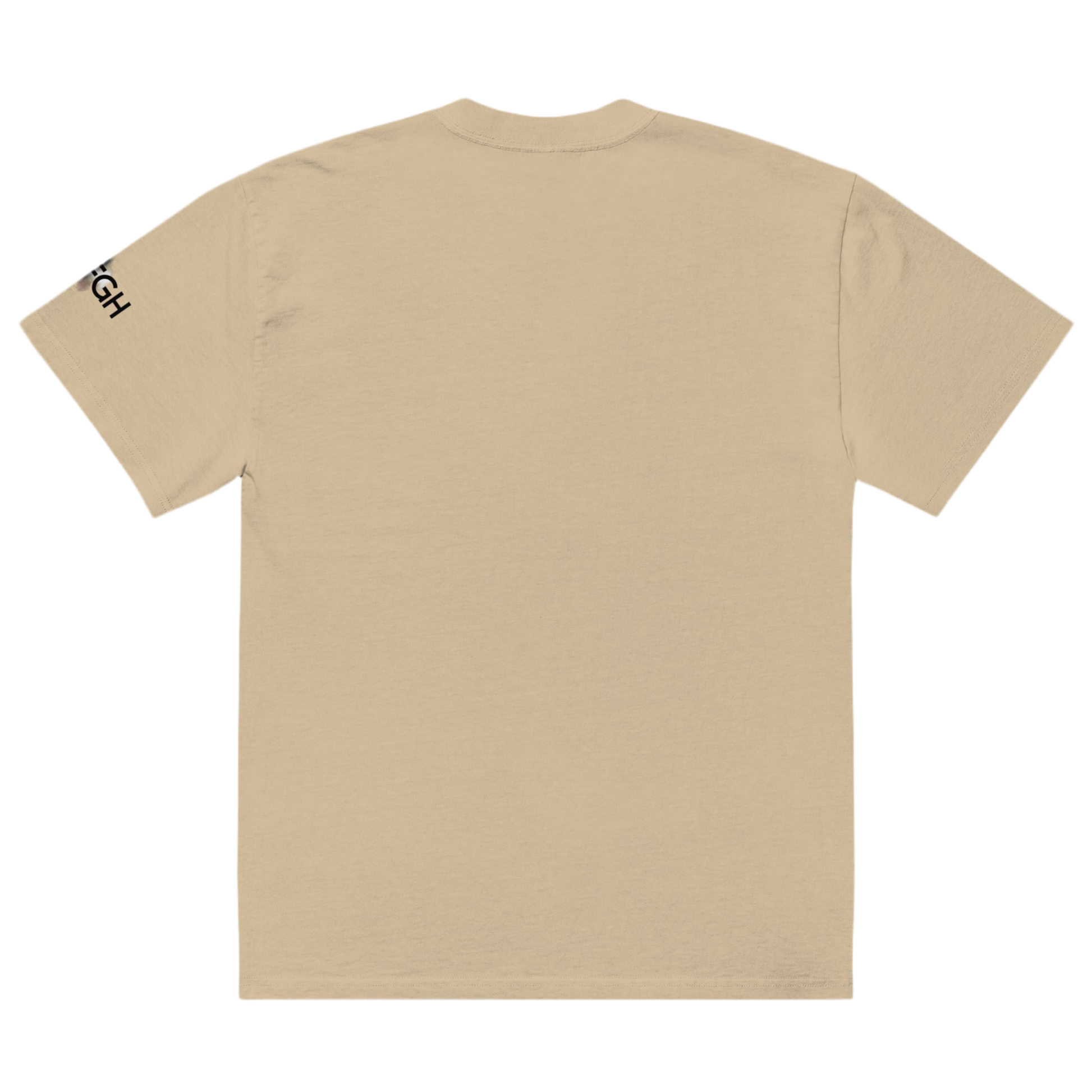Oversized unisex T-shirt in faded bone color, featuring “Hustle to the Grind” streetwear graphic.
