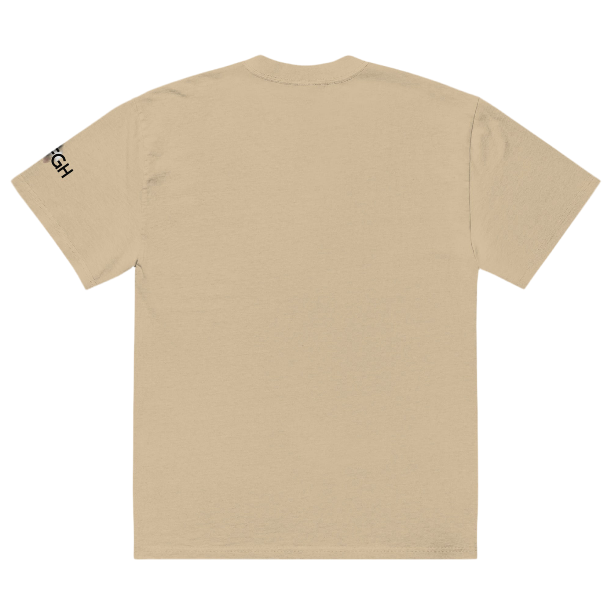 Oversized unisex T-shirt in faded bone color, featuring “Hustle to the Grind” streetwear graphic.