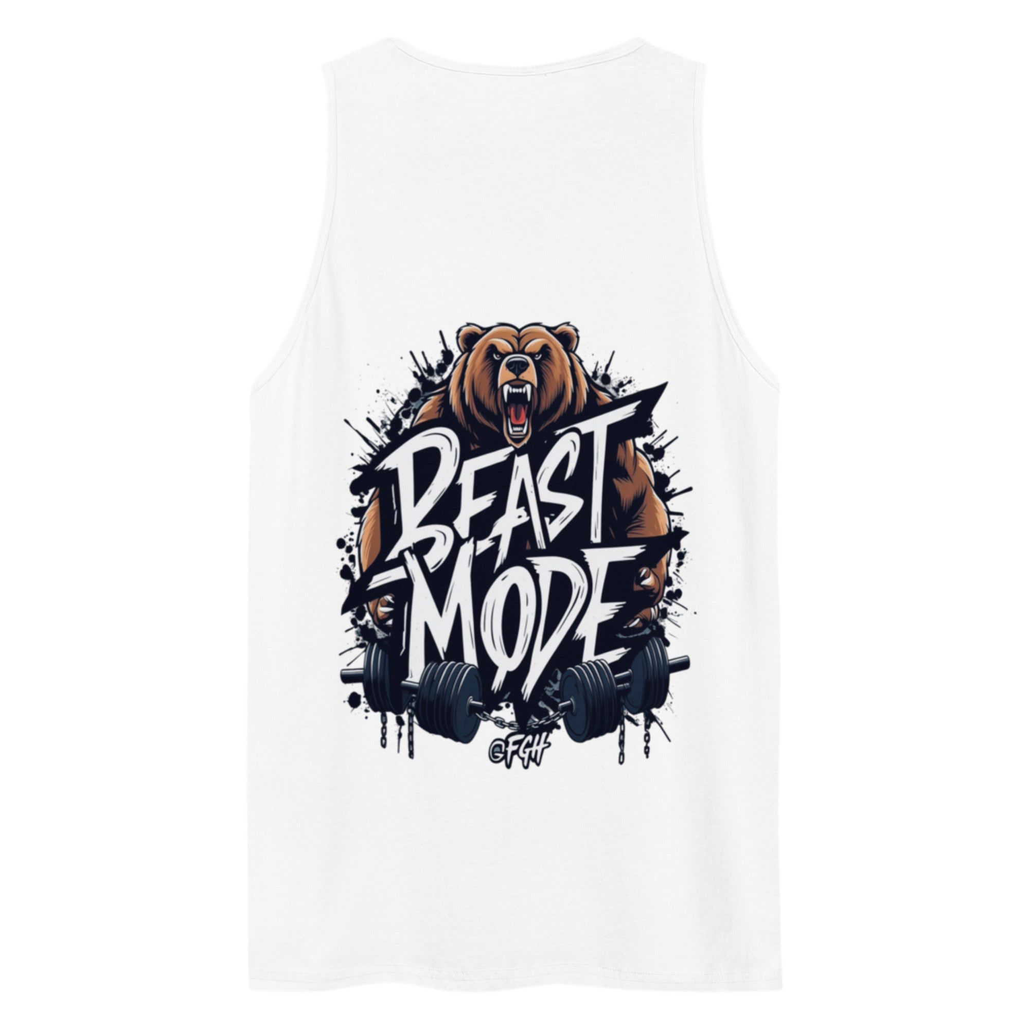 Beastmode Gym Hustler tank top featuring urban graffiti design, premium streetwear for serious athletes.
