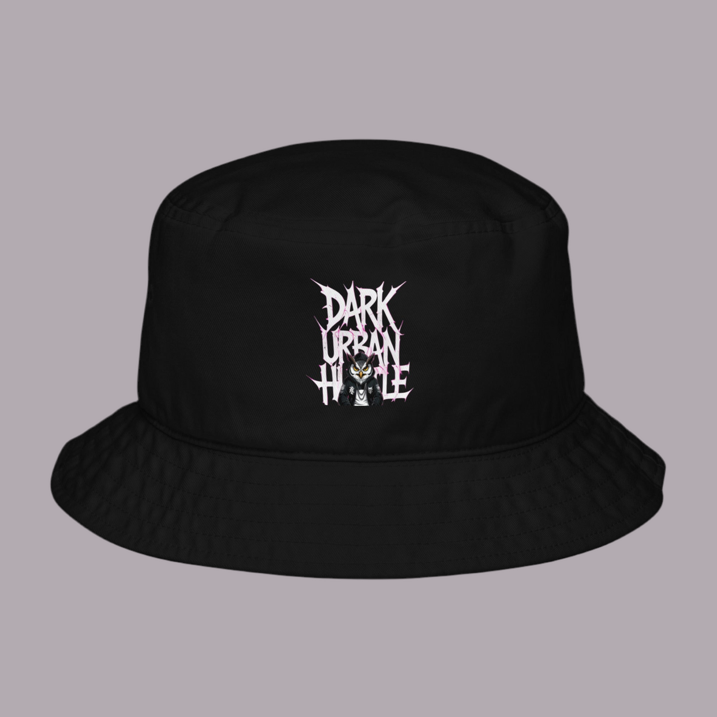 Dark Urban Hustle Bio-Bucket-Hat – Hochwertige bestickte Streetwear-Kappe für Unisex-Hustler