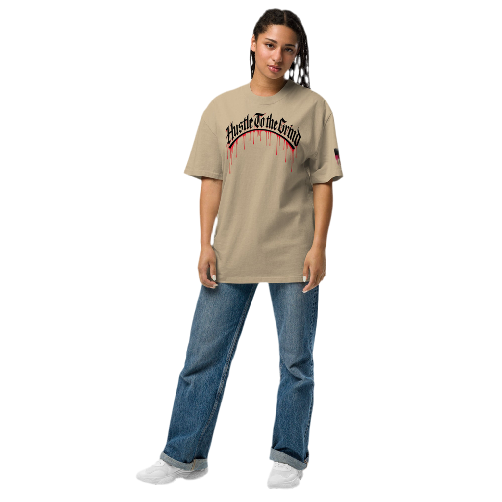 Camiseta urbana extragrande con hueso descolorido – Diseño Hustle to the Grind - Camiseta unisex