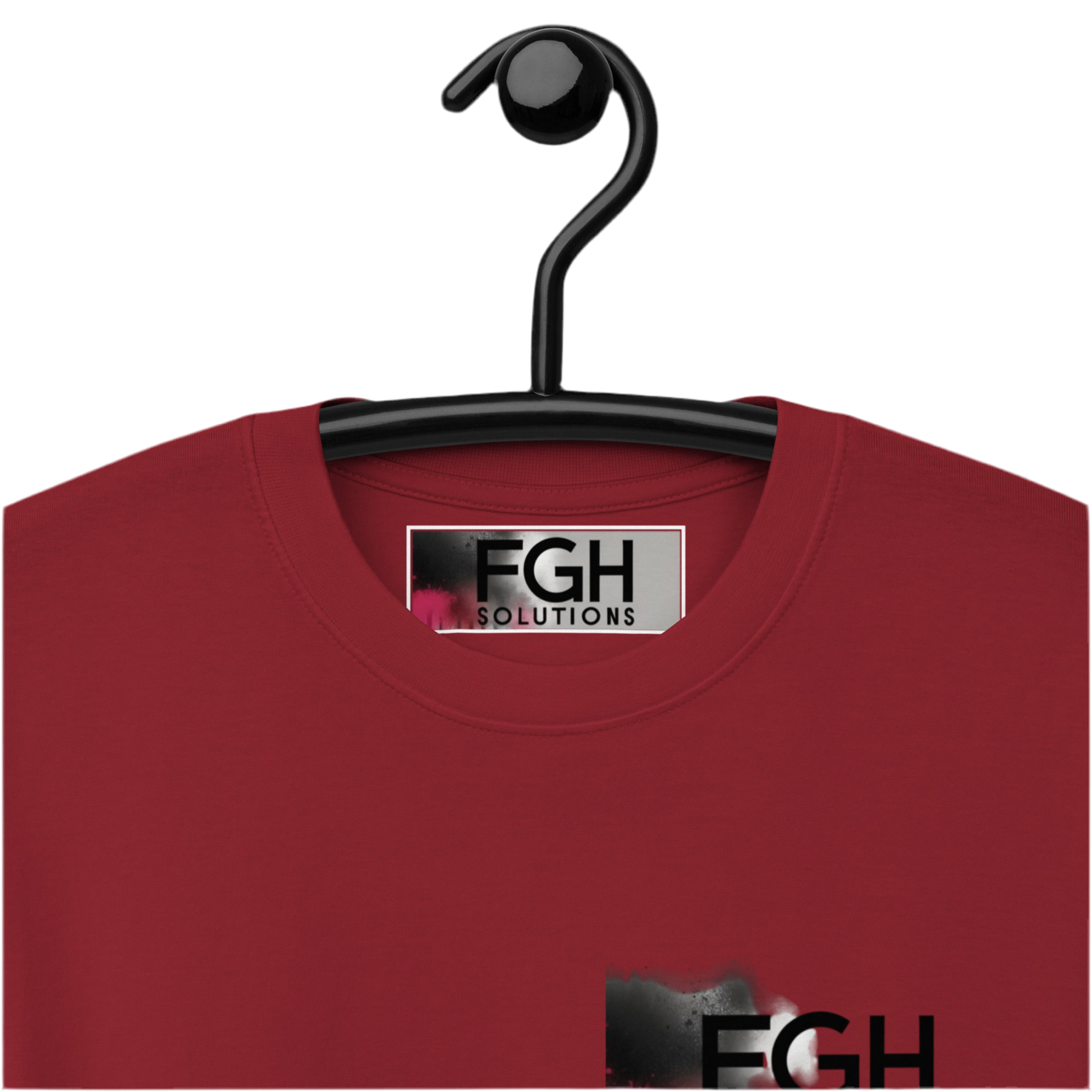 Red FGH Gym Hustler cotton shirt featuring urban graffiti design, premium streetwear for dedicated athletes.