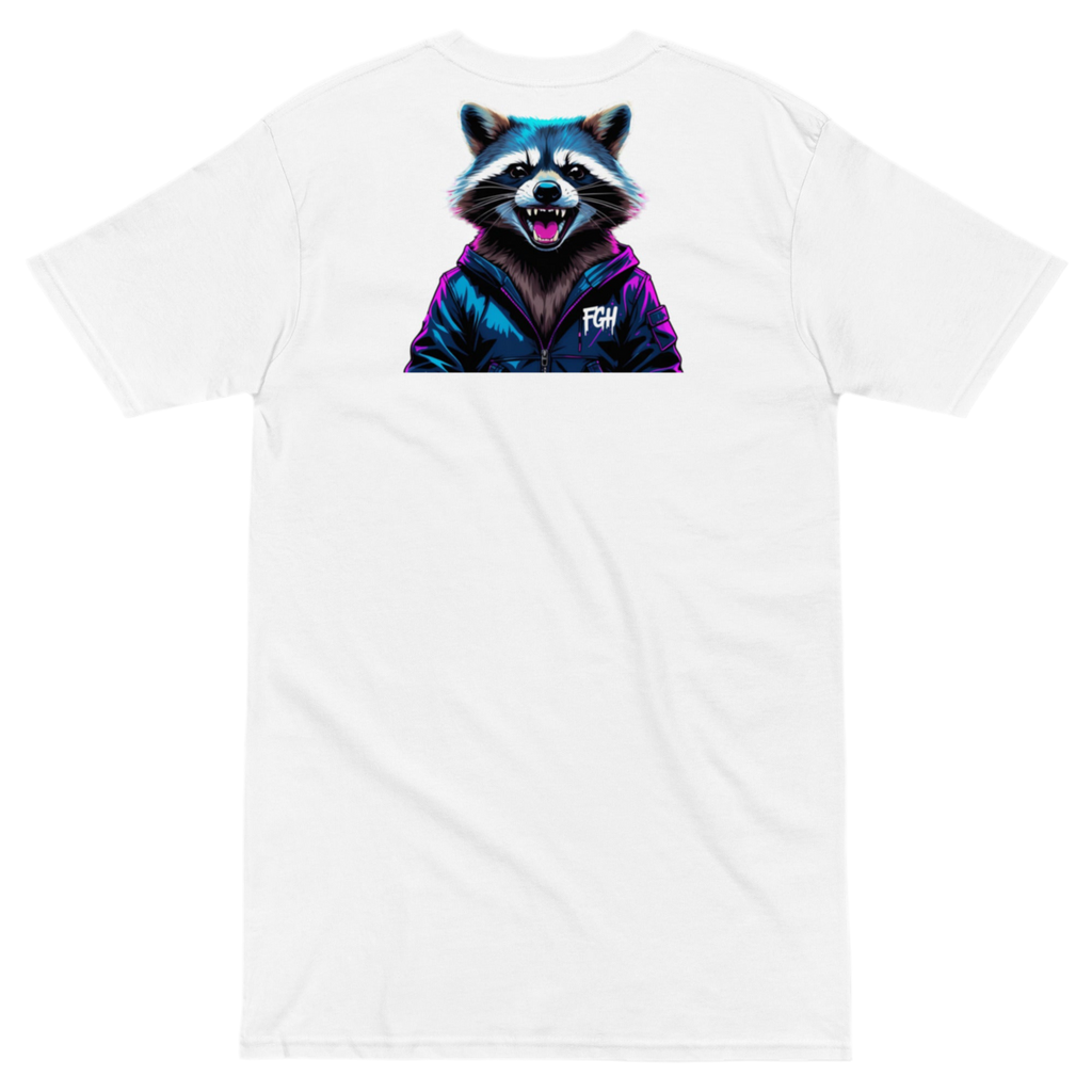 Urban Jungle Raccoon tee with premium graffiti design, limited edition for streetwear enthusiasts.
