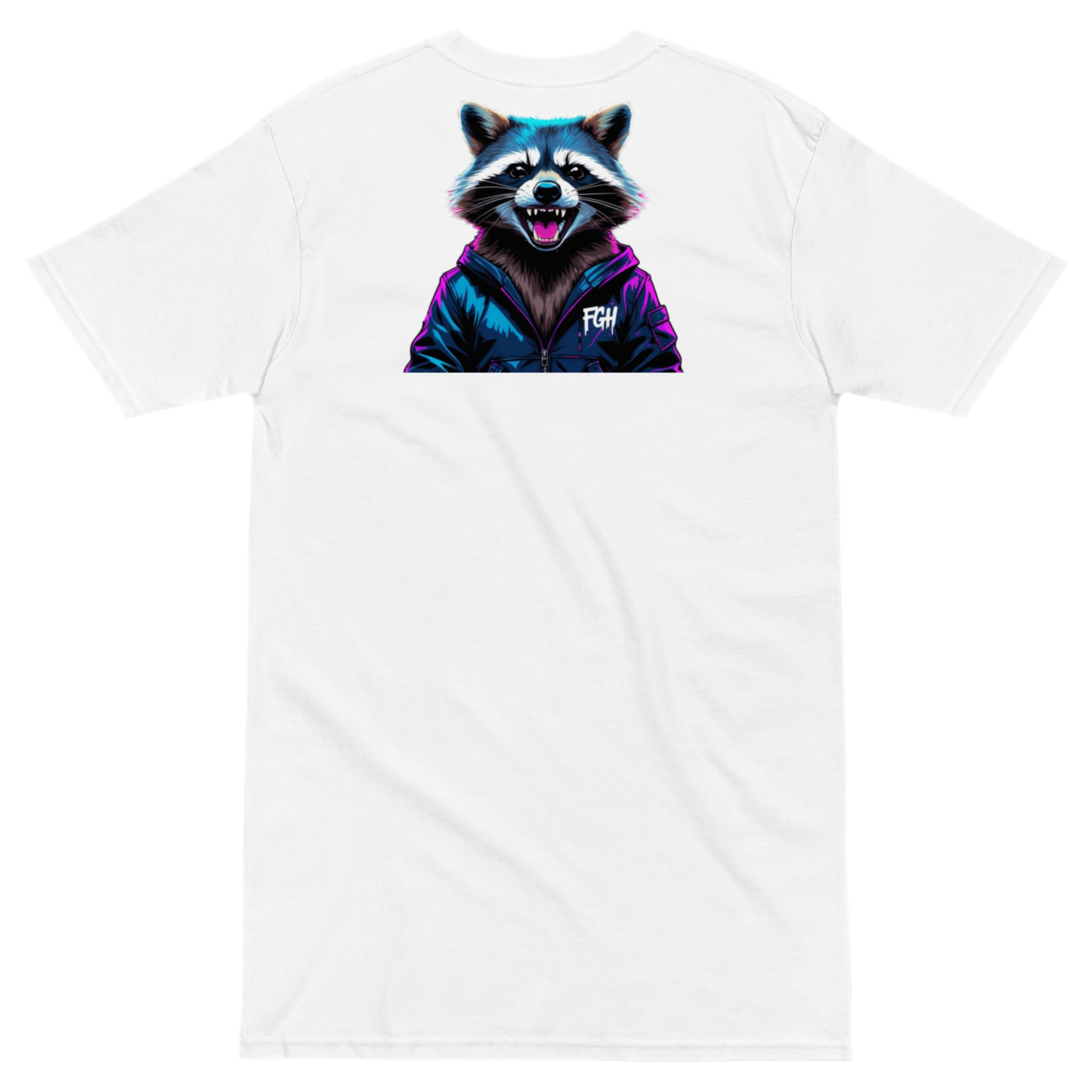 Urban Jungle Raccoon tee with premium graffiti design, limited edition for streetwear enthusiasts.