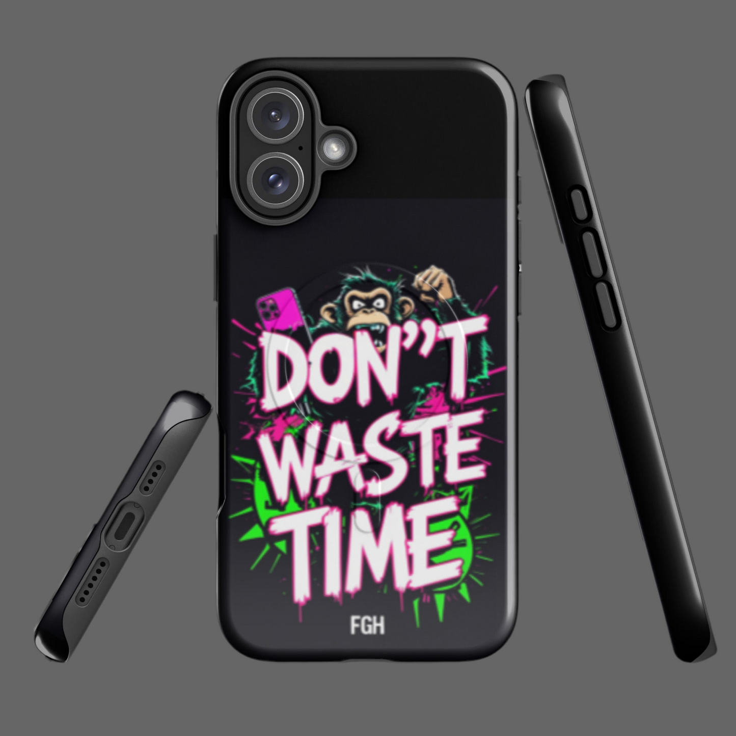 Don’t Waste Time iPhone® MagSafe® Tough Case – Urban Graffiti Monkey Design