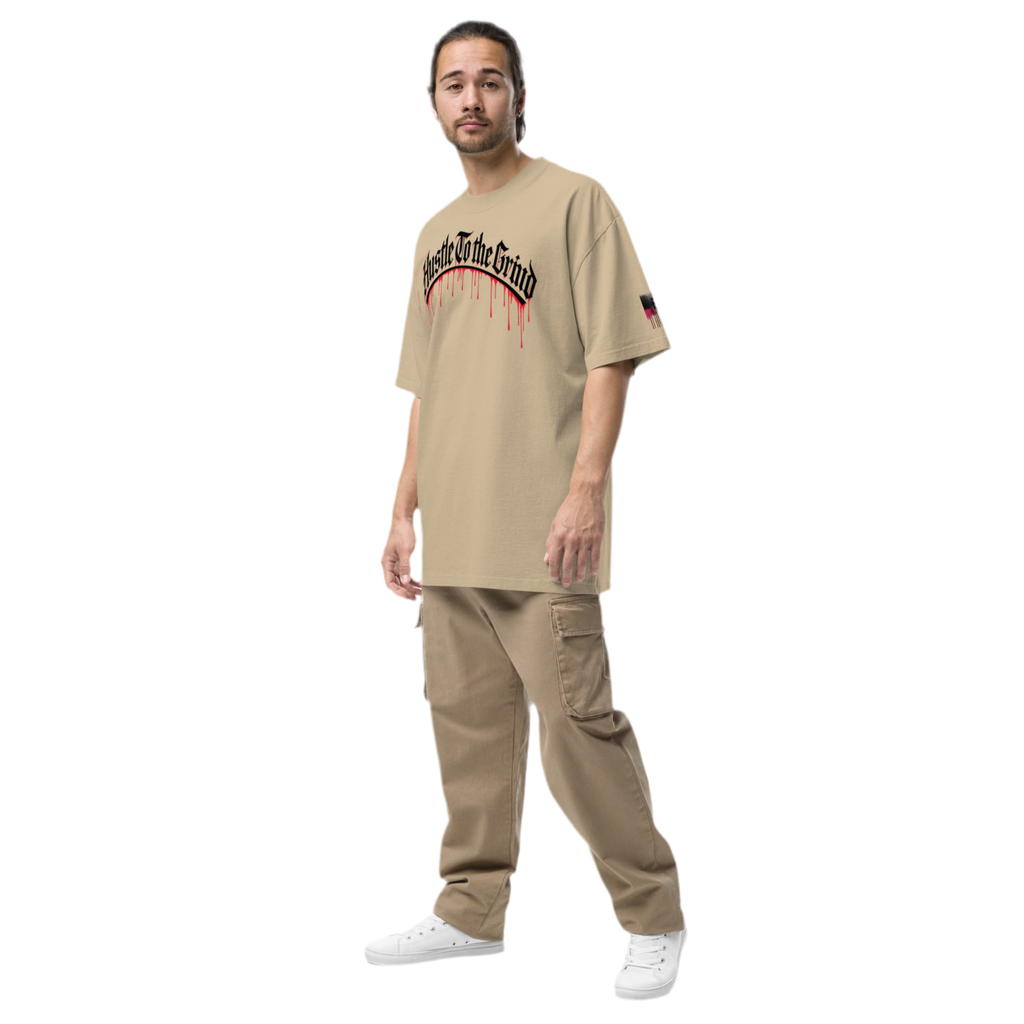 Camiseta urbana extragrande con hueso descolorido – Diseño Hustle to the Grind - Camiseta unisex