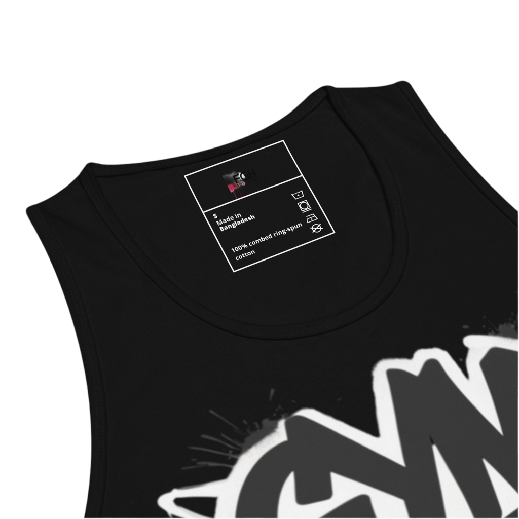 Beastmode Gym Hustler tank top featuring urban graffiti design, premium streetwear for serious athletes.
