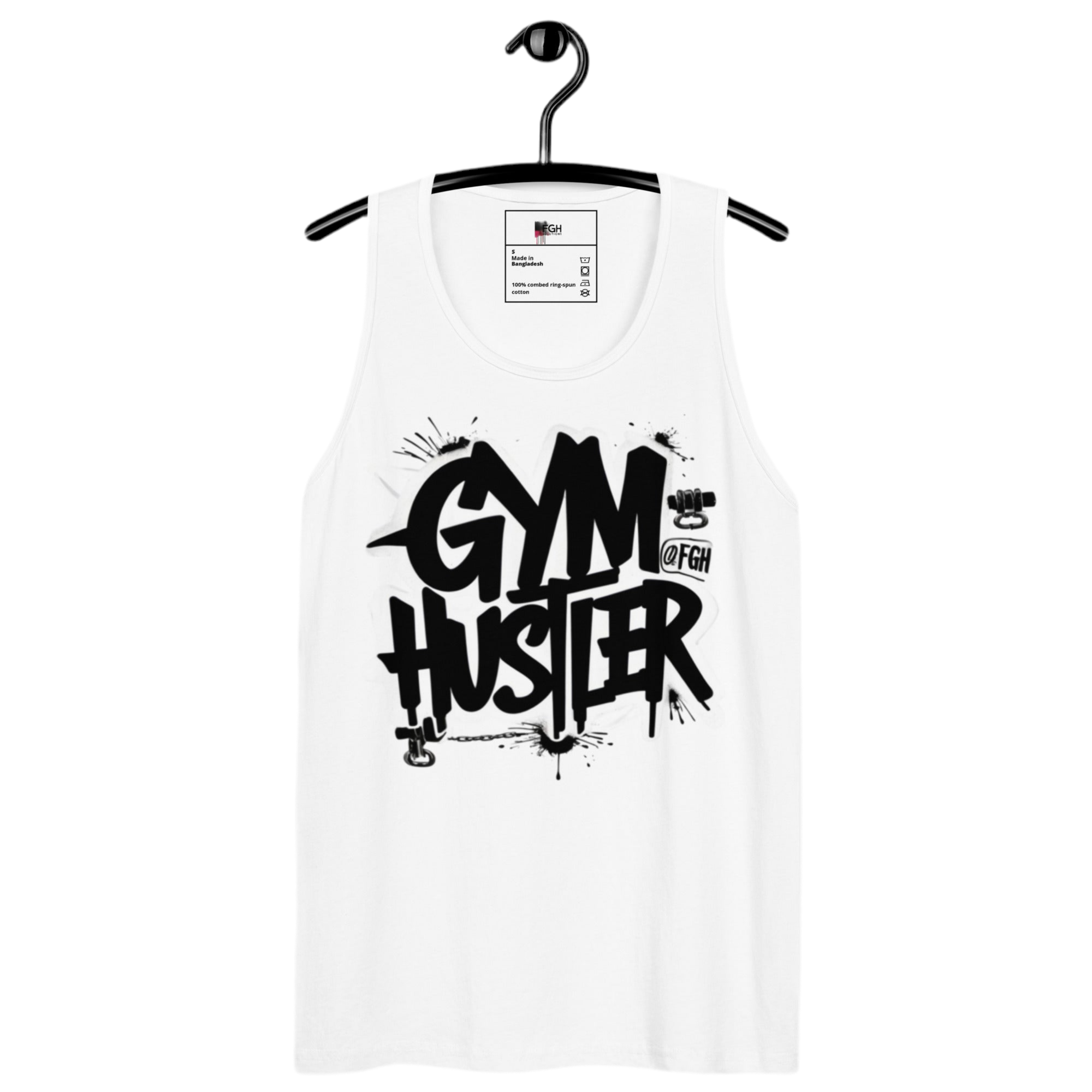 Beastmode Gym Hustler tank top featuring urban graffiti design, premium streetwear for serious athletes.