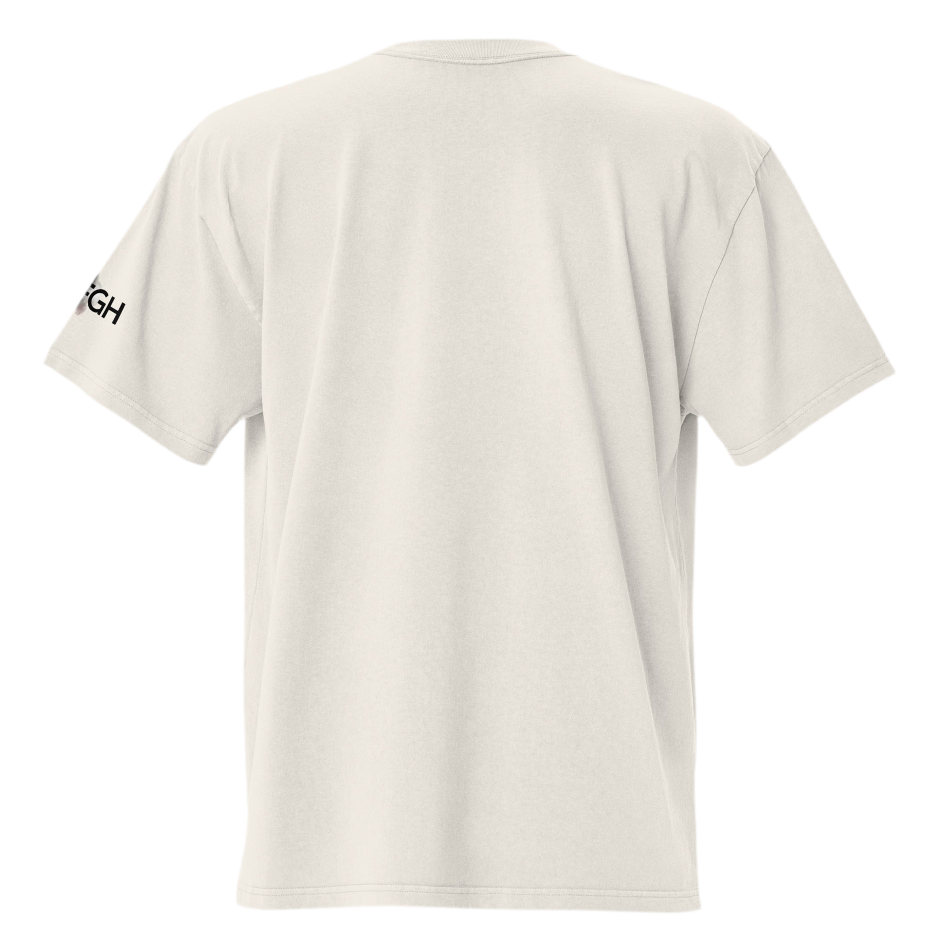 Oversized unisex “Hustle To the Grind” T-shirt in faded white, showcasing urban graffiti streetwear design.