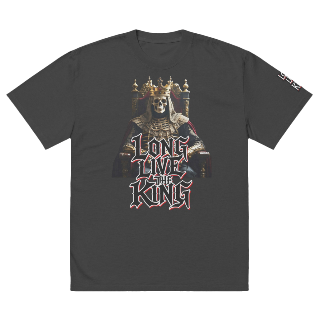 Camiseta extragrande de algodón premium "Viva el Rey" – Camisa urbana gótica con esqueleto coronado