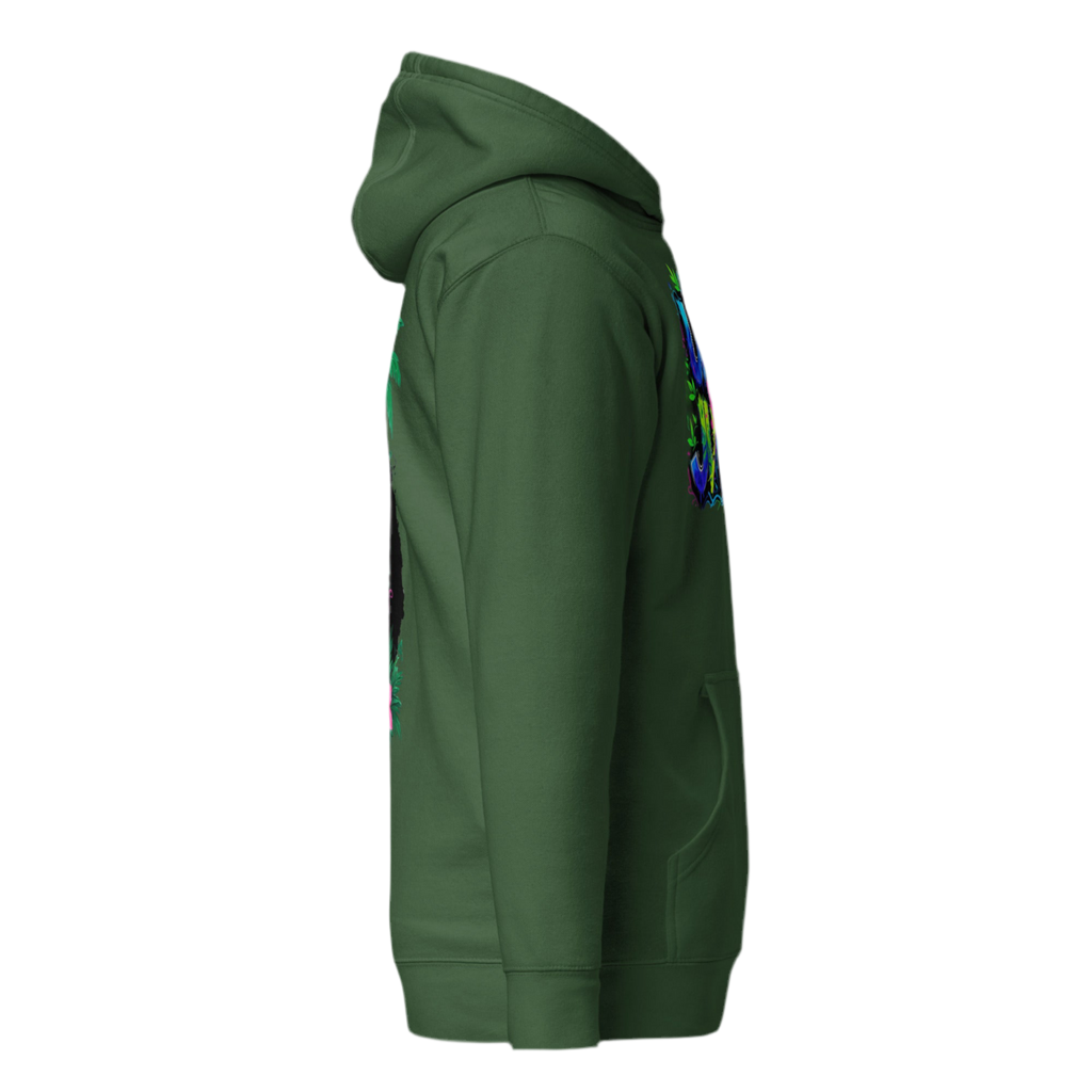 Urban Jungle Graffiti Hoodie featuring bold graffiti design, premium streetwear for bold hustlers.