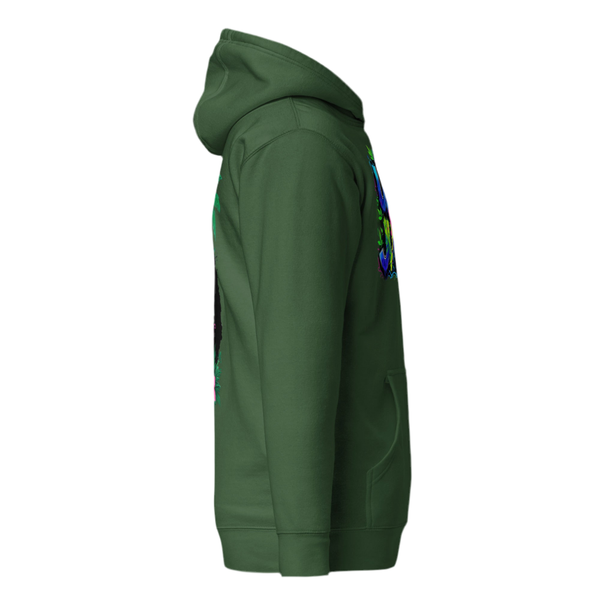 Urban Jungle Graffiti Hoodie featuring bold graffiti design, premium streetwear for bold hustlers.