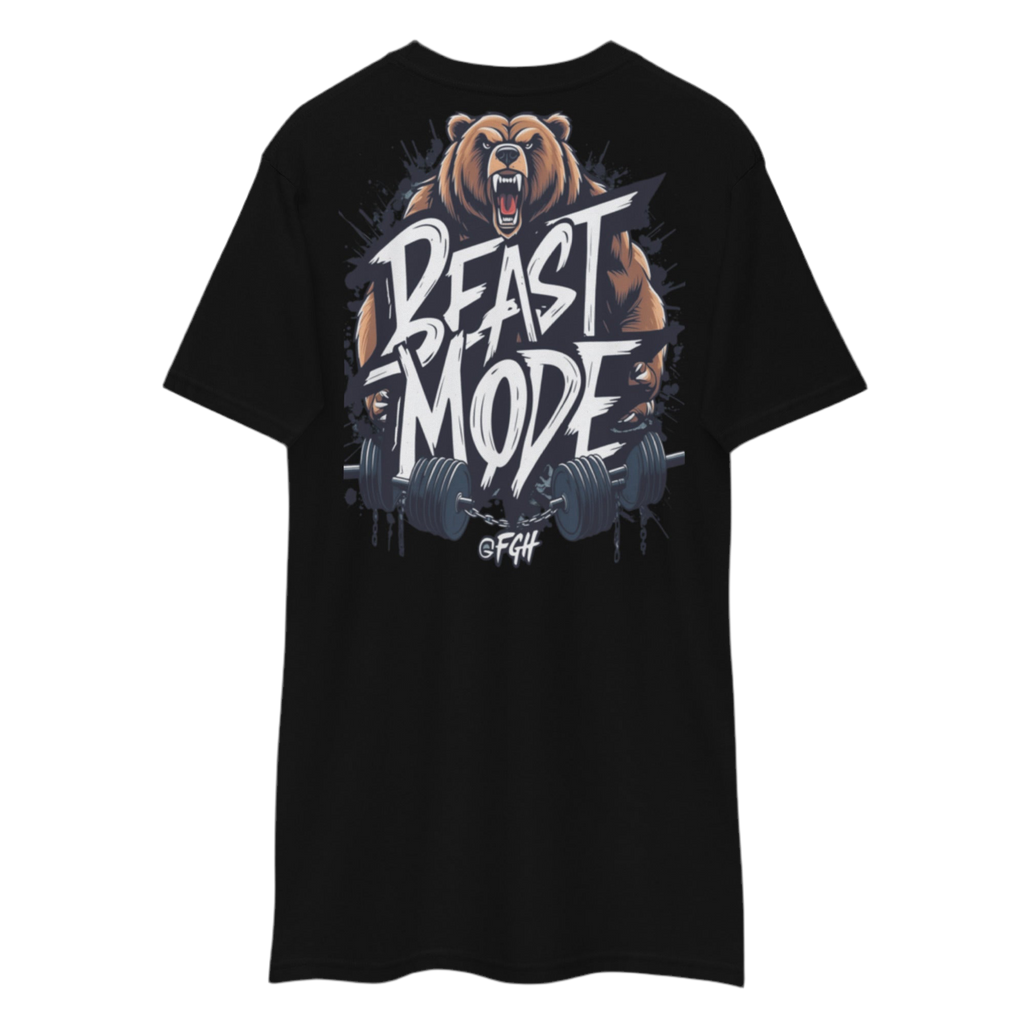 Black Beastmode Gym Hustler cotton shirt with urban graffiti design, premium streetwear for dedicated athletes.