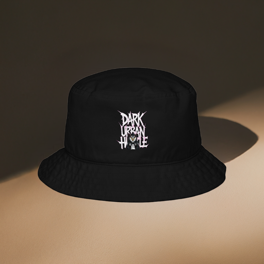 Dark Urban Hustle Organic Bucket Hat – Premium Embroidered Streetwear Cap for Unisex Hustlers