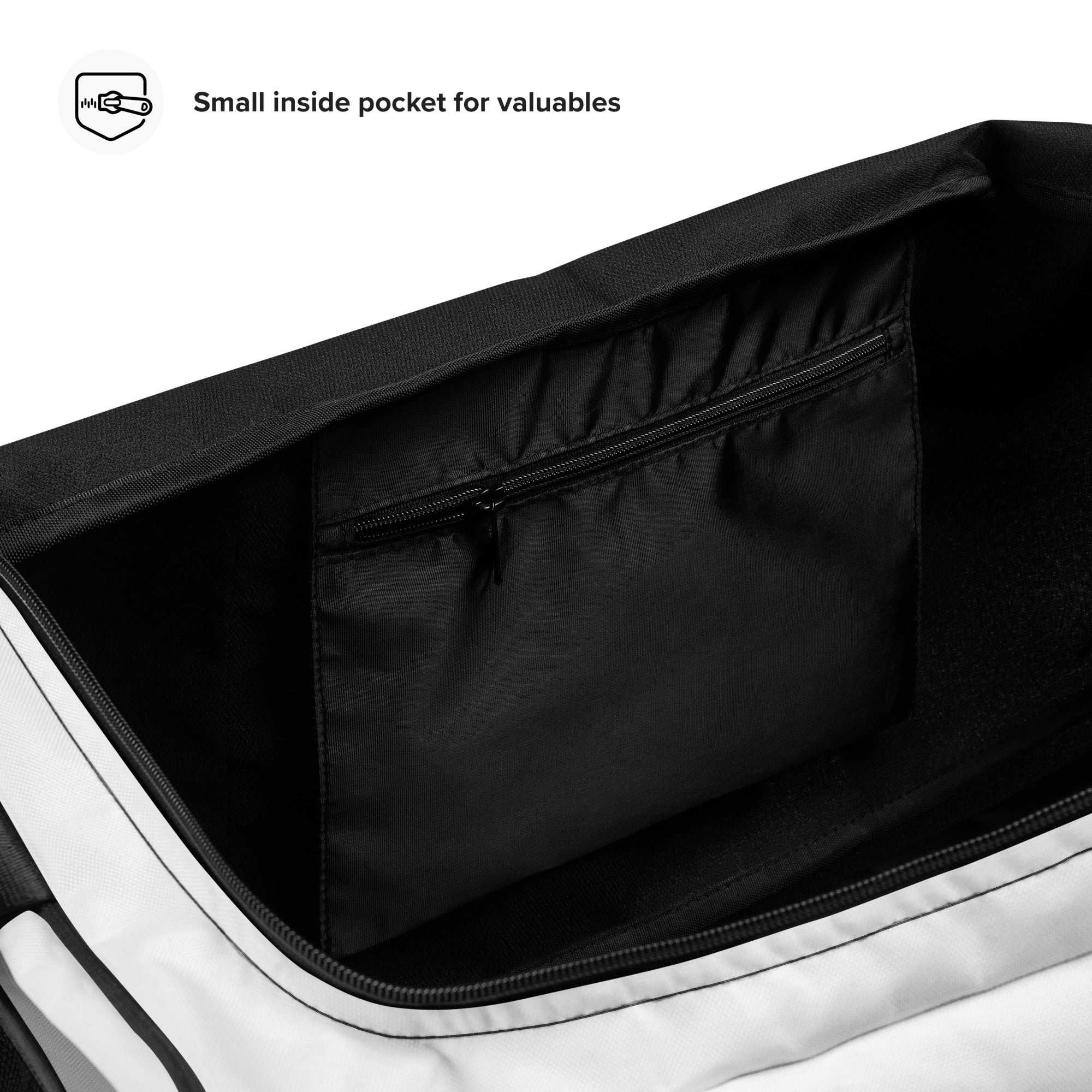 FGH Premium Gym & Fitness duffle bag in white with bold graffiti design, Hustle Edition.
